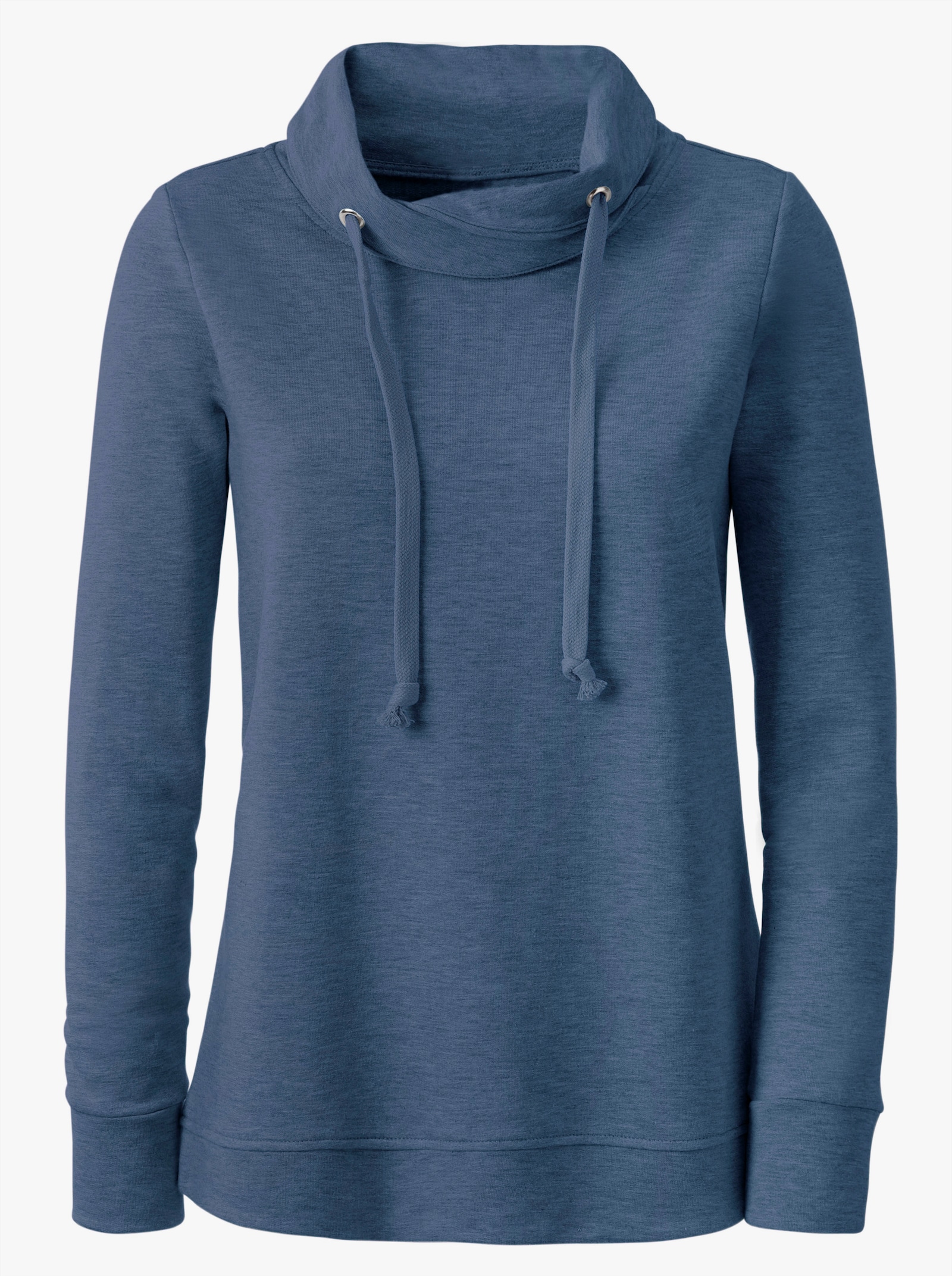 Sweatshirt mit halsfernem Rollkragen - blau