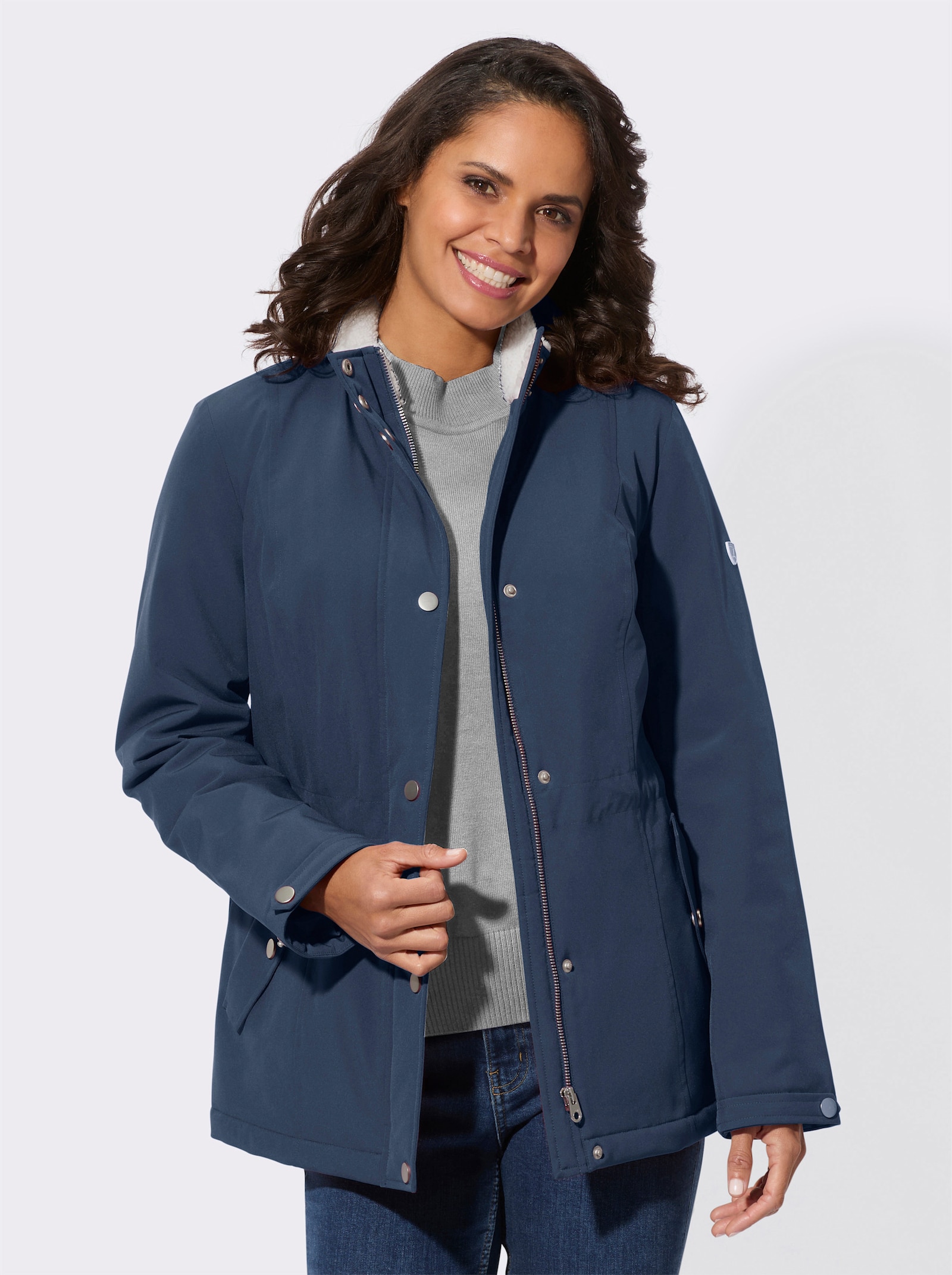 Jacke mit Teddyfleece-Futter - dunkelblau