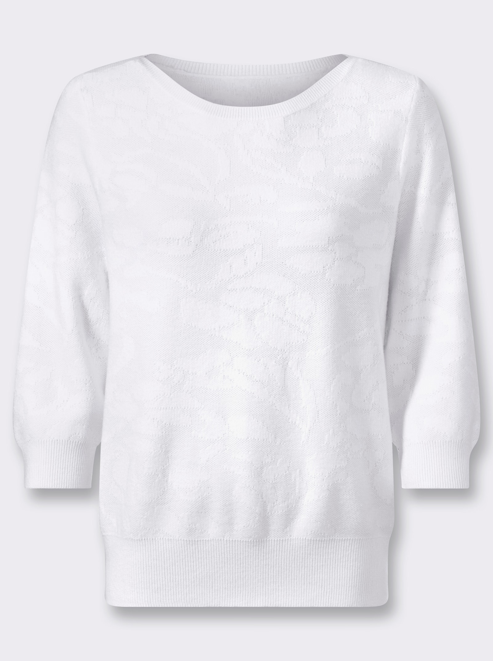 Jacquard-Pullover im Viskose-Mix - ecru