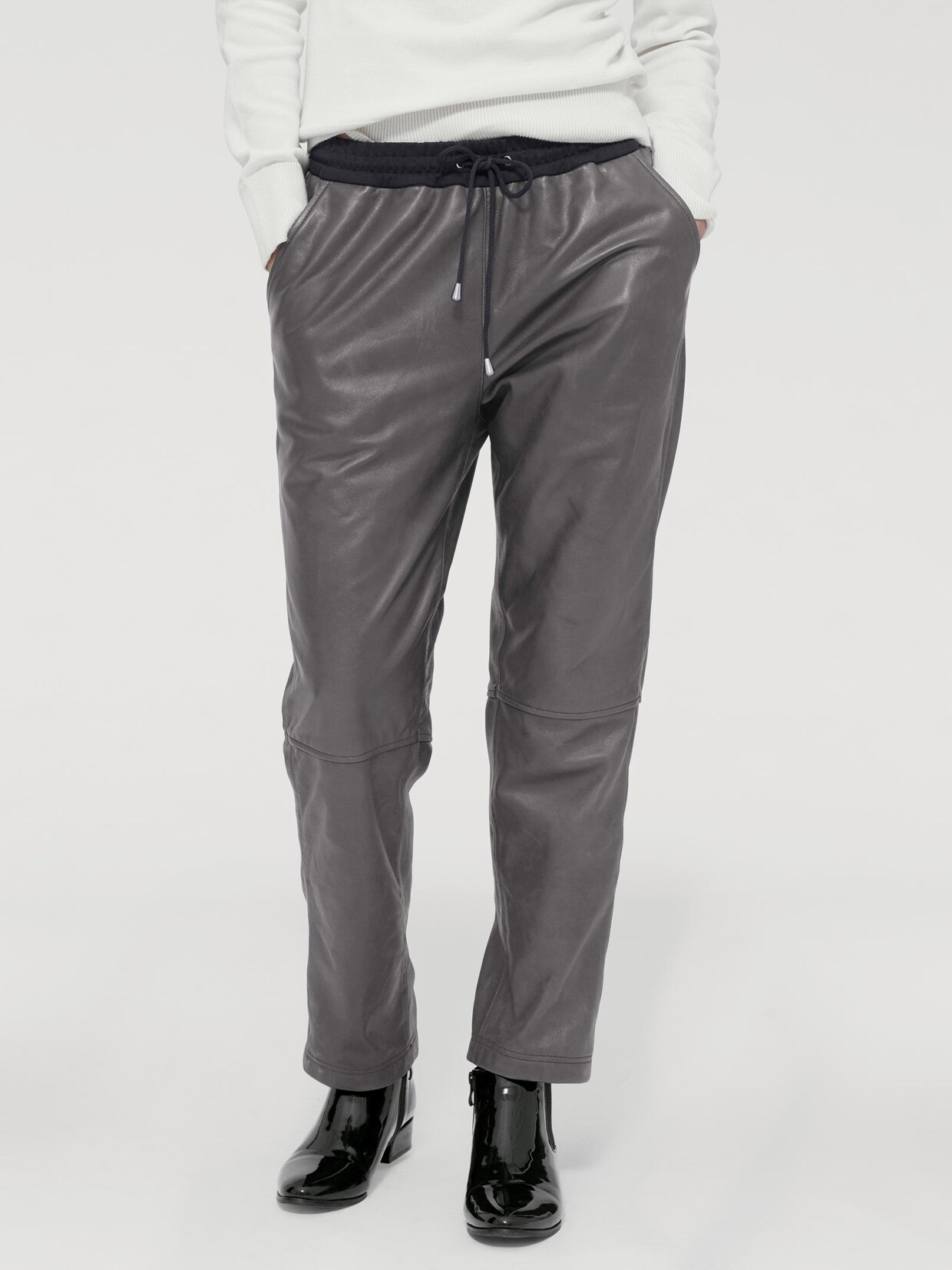 Rick Cardona Pantalon de jogging en cuir - gris