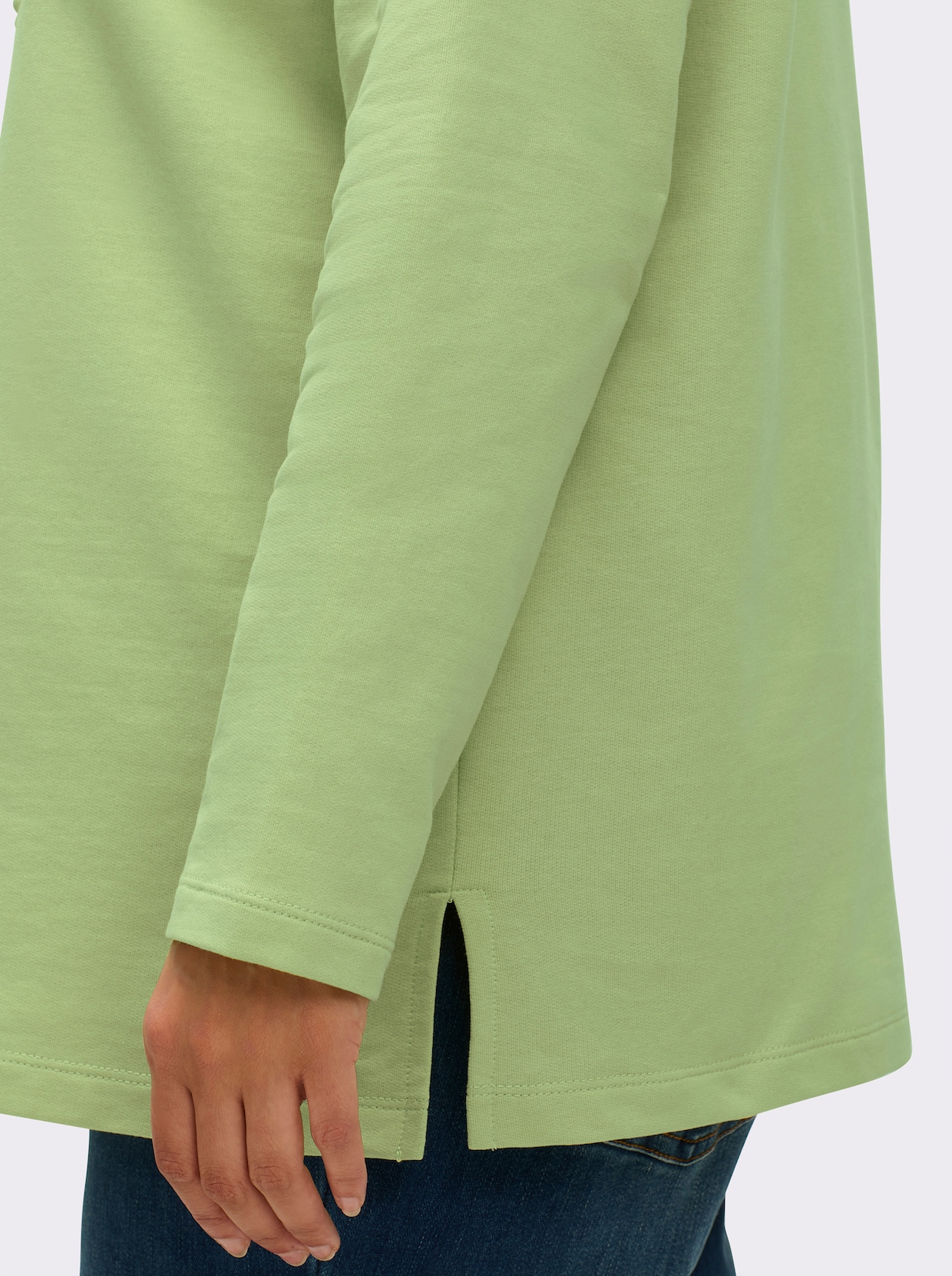 Sweatshirt mit geprägten Herzen - pistazie