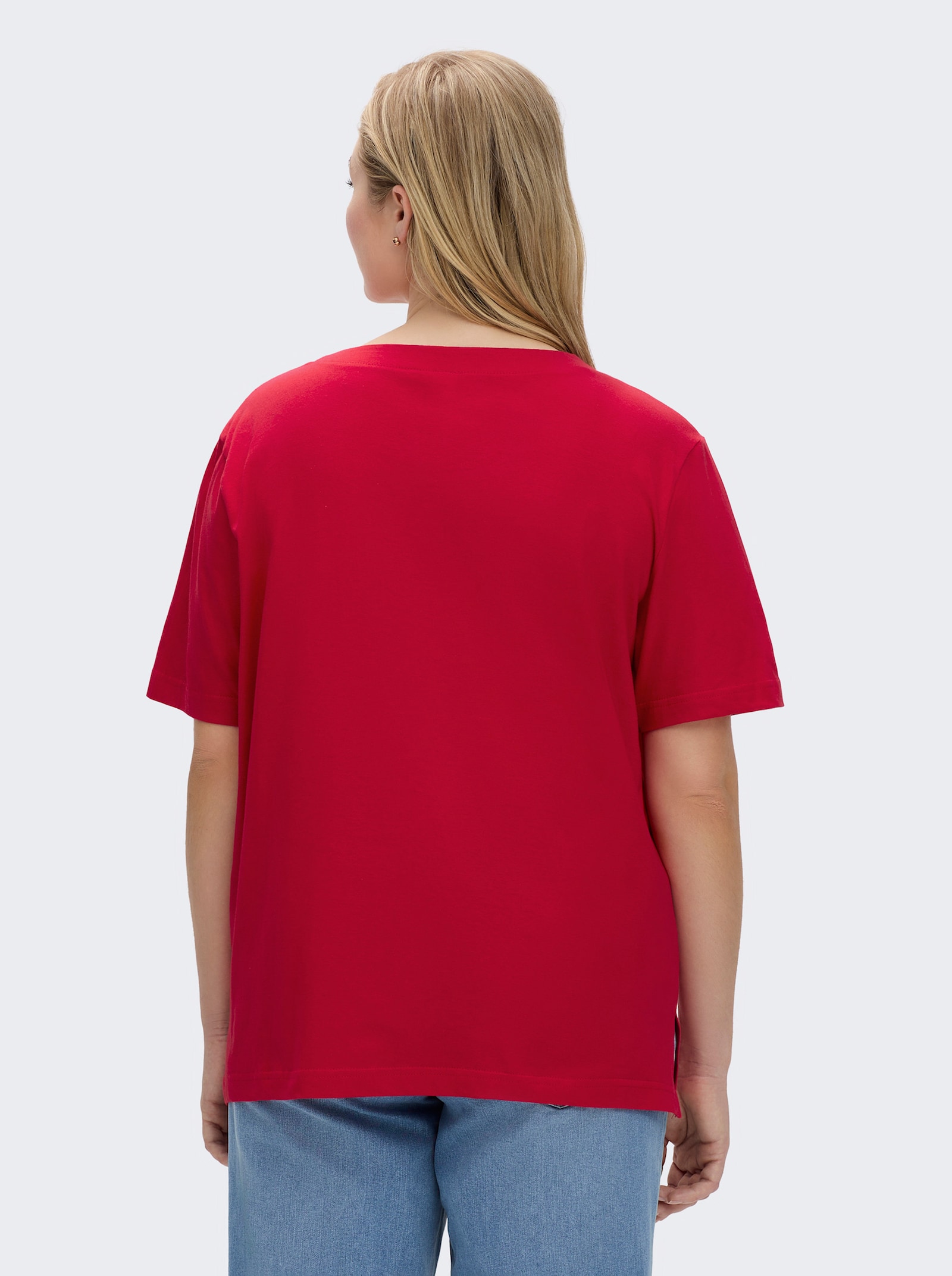 Kurzarmshirt mit Muschel-Druck - rot