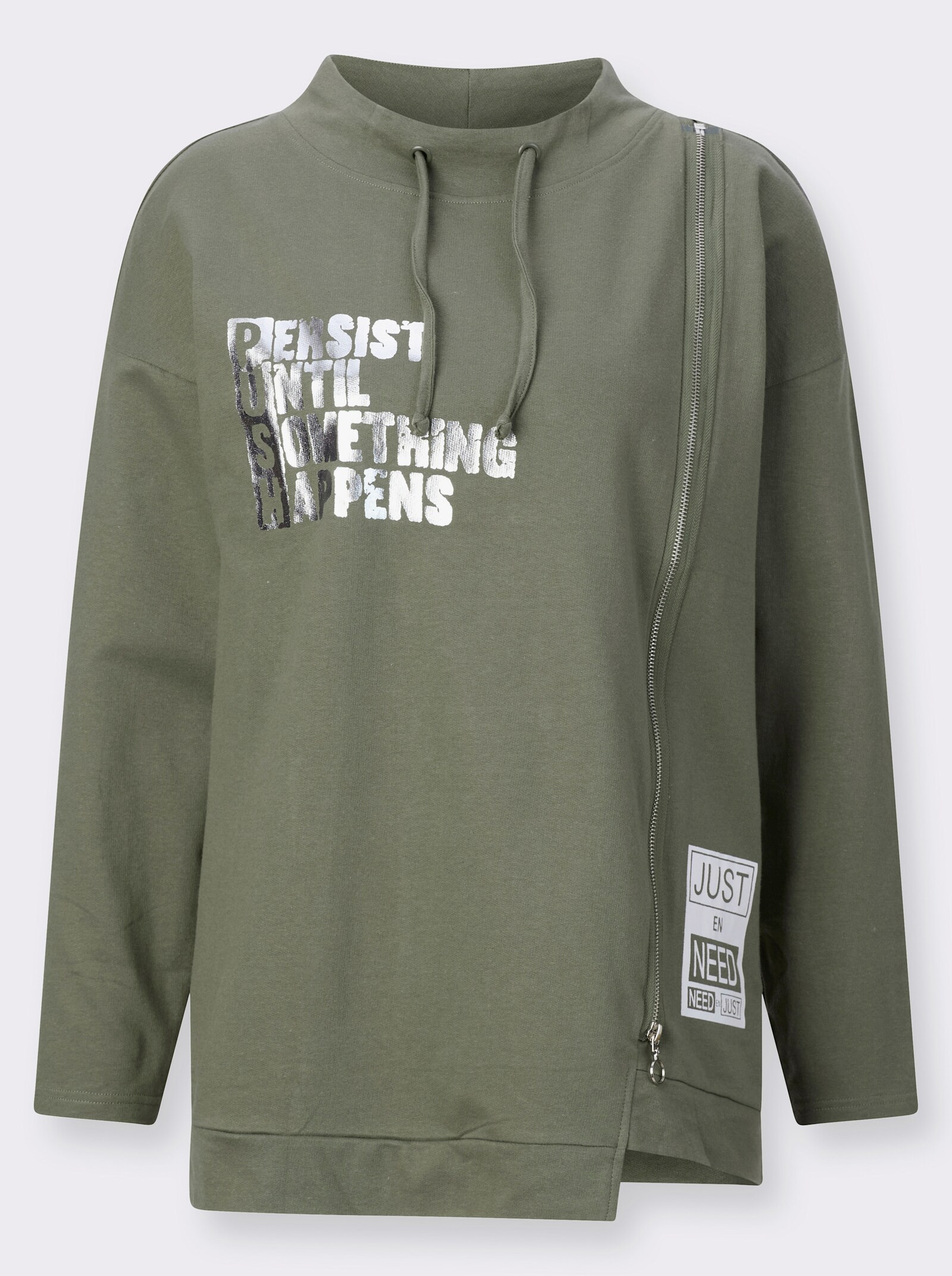 Mikina s asymetrickým výstřihem - khaki