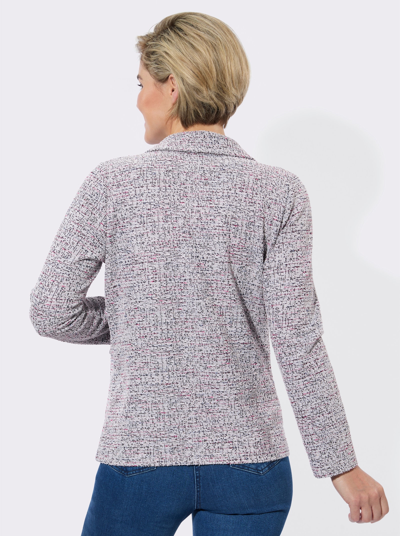 Shirtjacke in Bouclé-Qualität - marine-bordeaux-gemustert