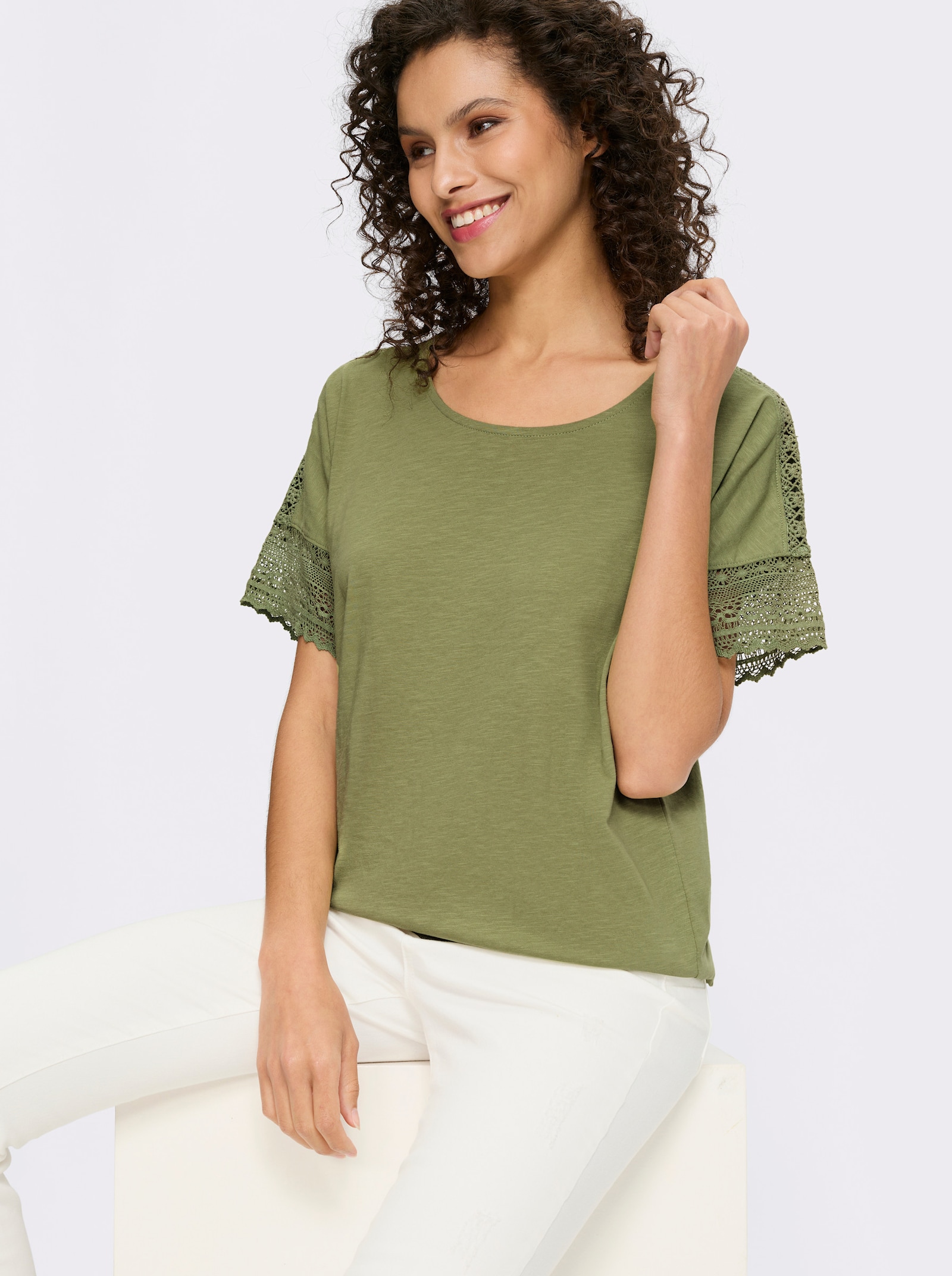 heine Kurzarmshirt aus Flammgarn - schilf