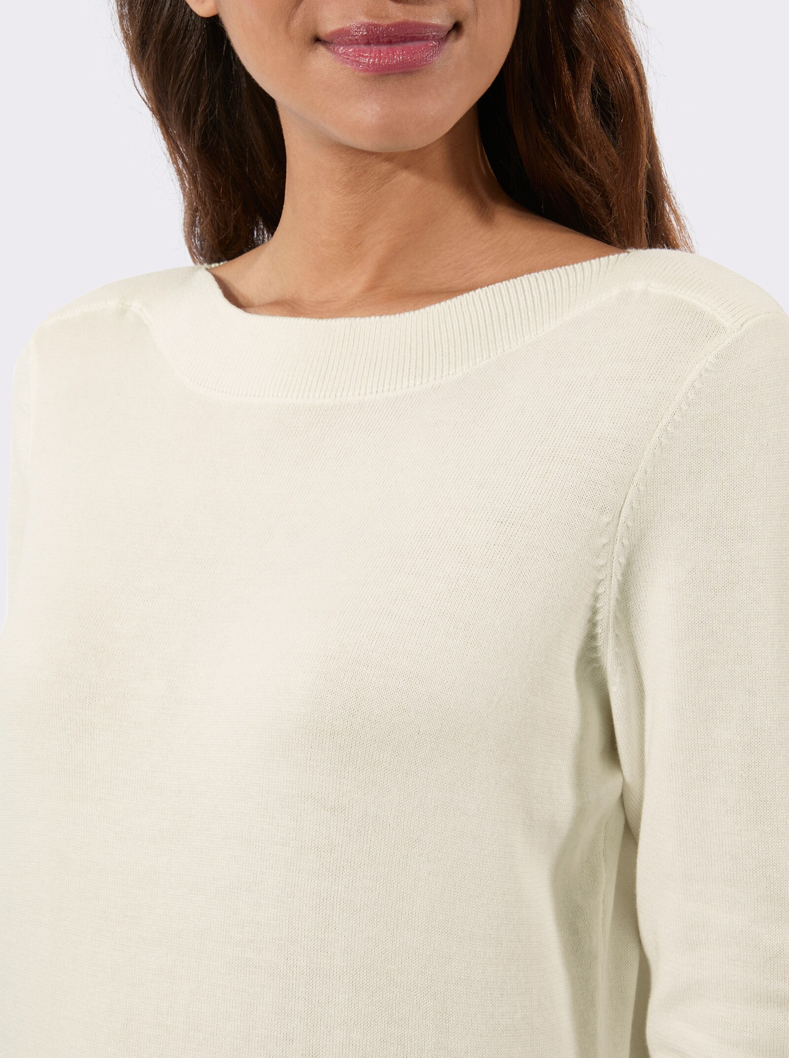 3/4 Arm-Pullover mit U-Boot-Ausschnitt - ecru