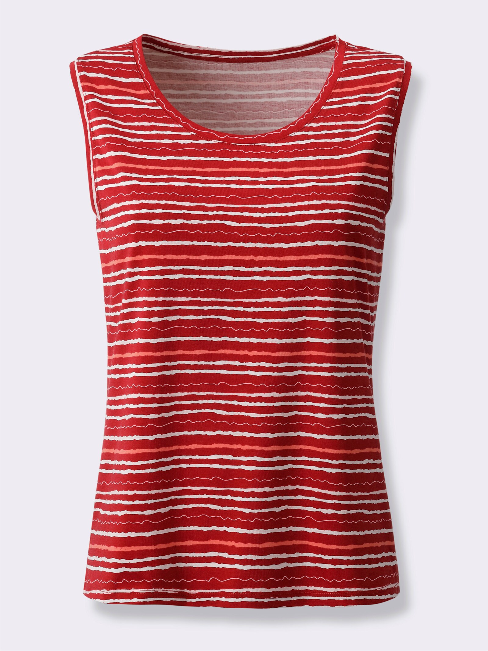 Shirttop paspelierte Abschlüsse - rot-hellrosé-bedruckt