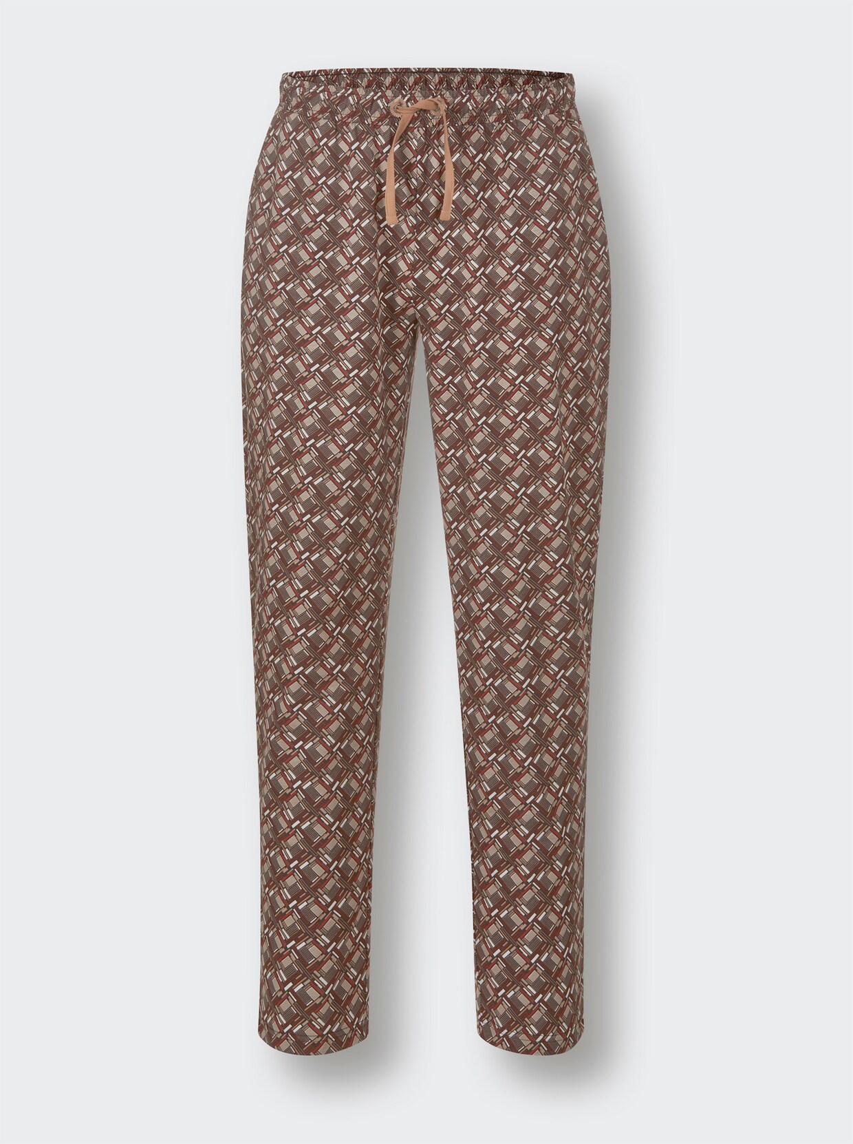 wäschepur men Pyjama - camel/chocolade bedrukt