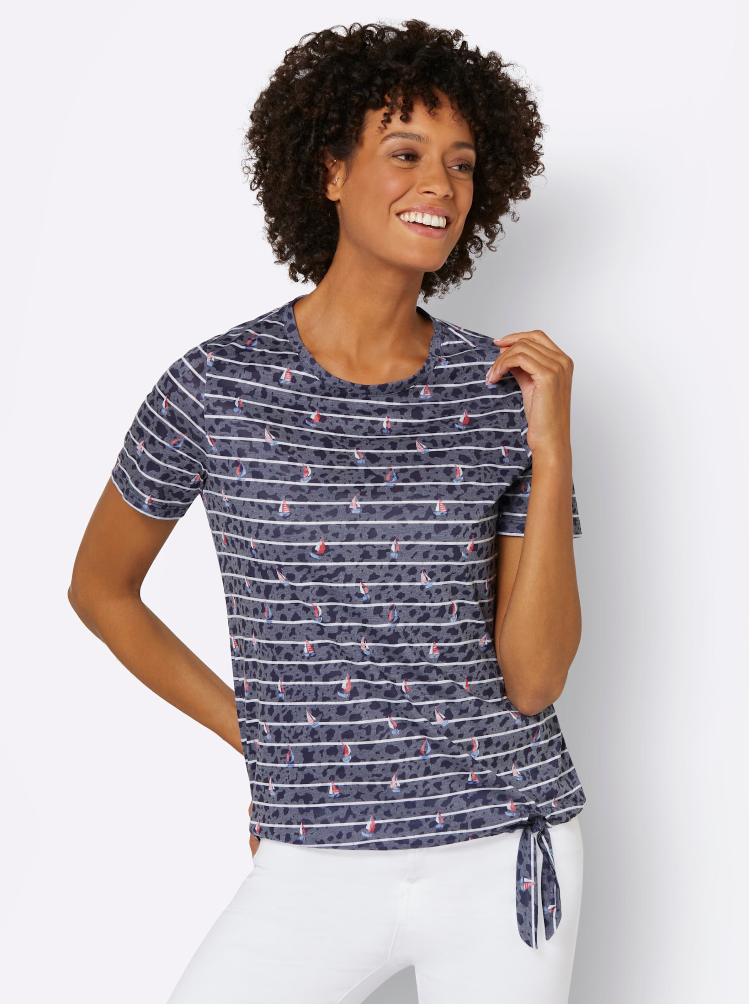 Witt Damen Shirt, marine-bedruckt