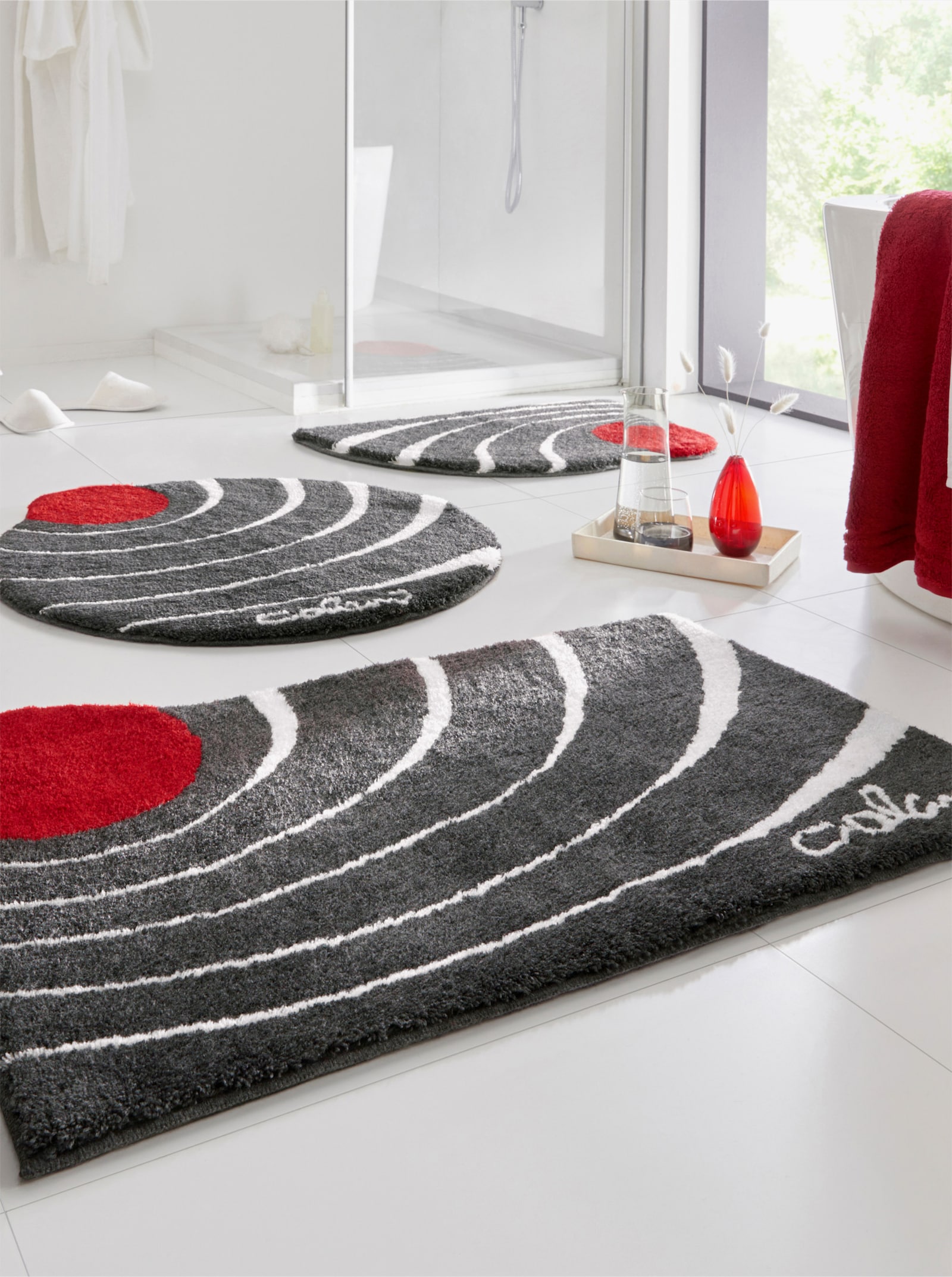 Grund Badematte - anthrazit-rot