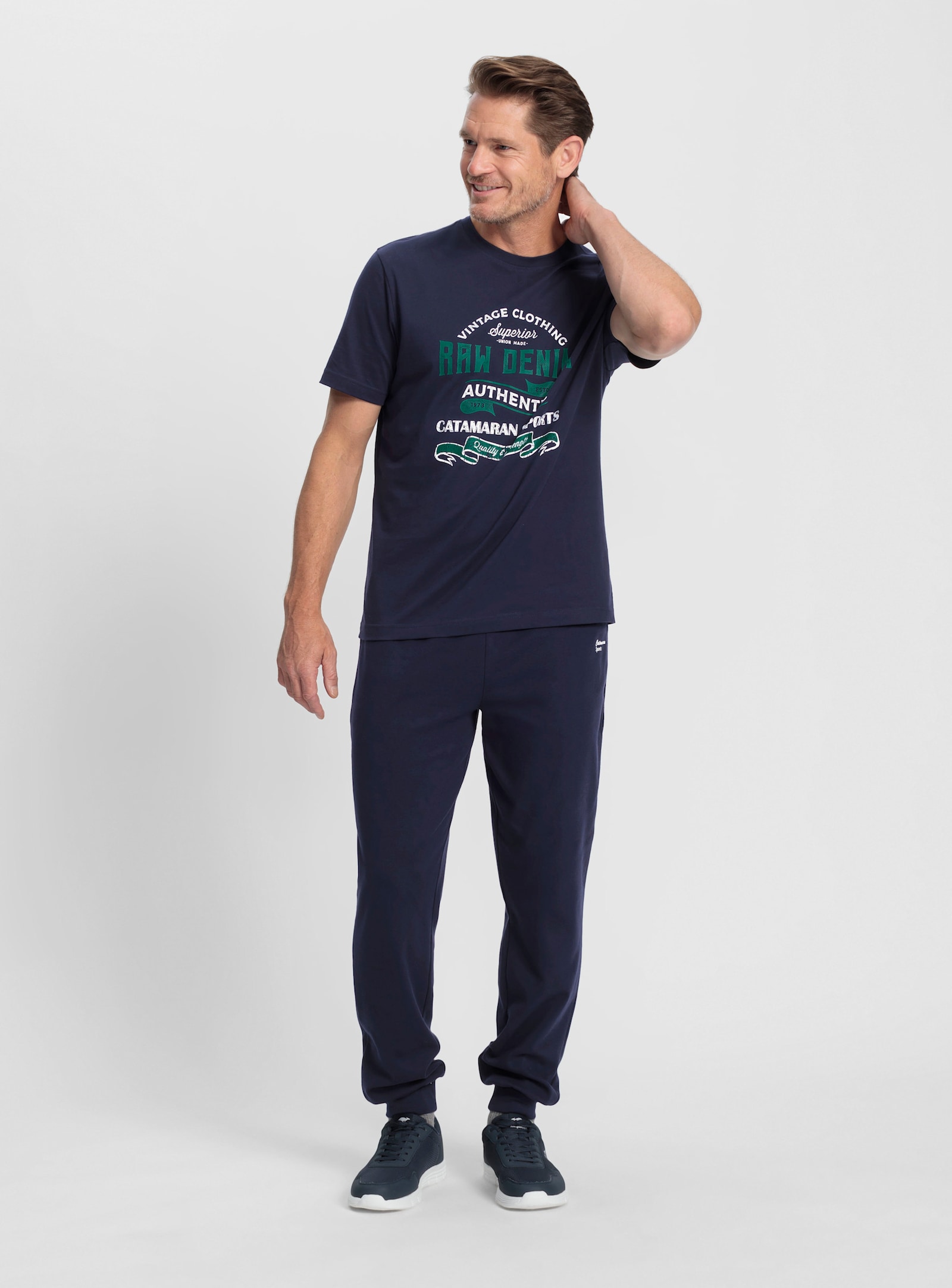 Catamaran Sports Freizeitanzug aus Shirt und Jogginghose - marine-grün