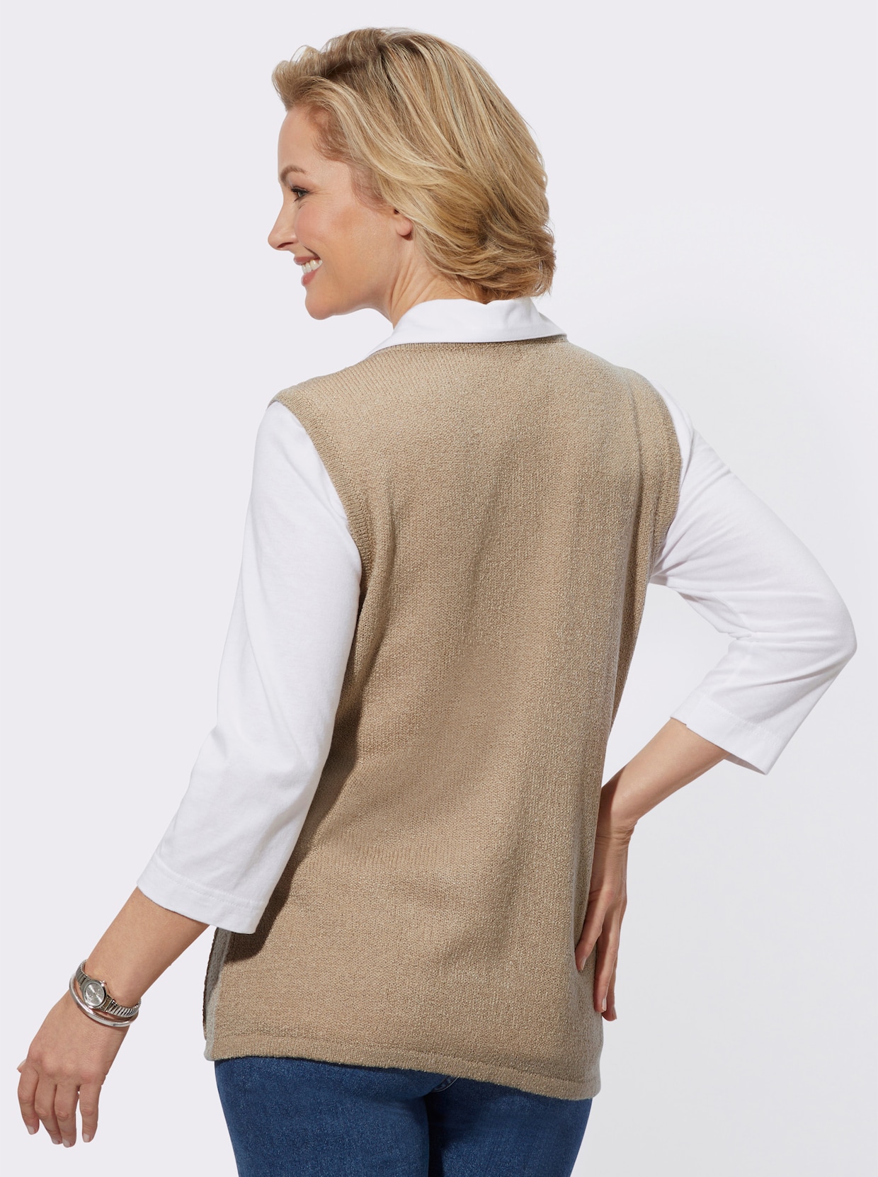 Mouwloos vest - beige