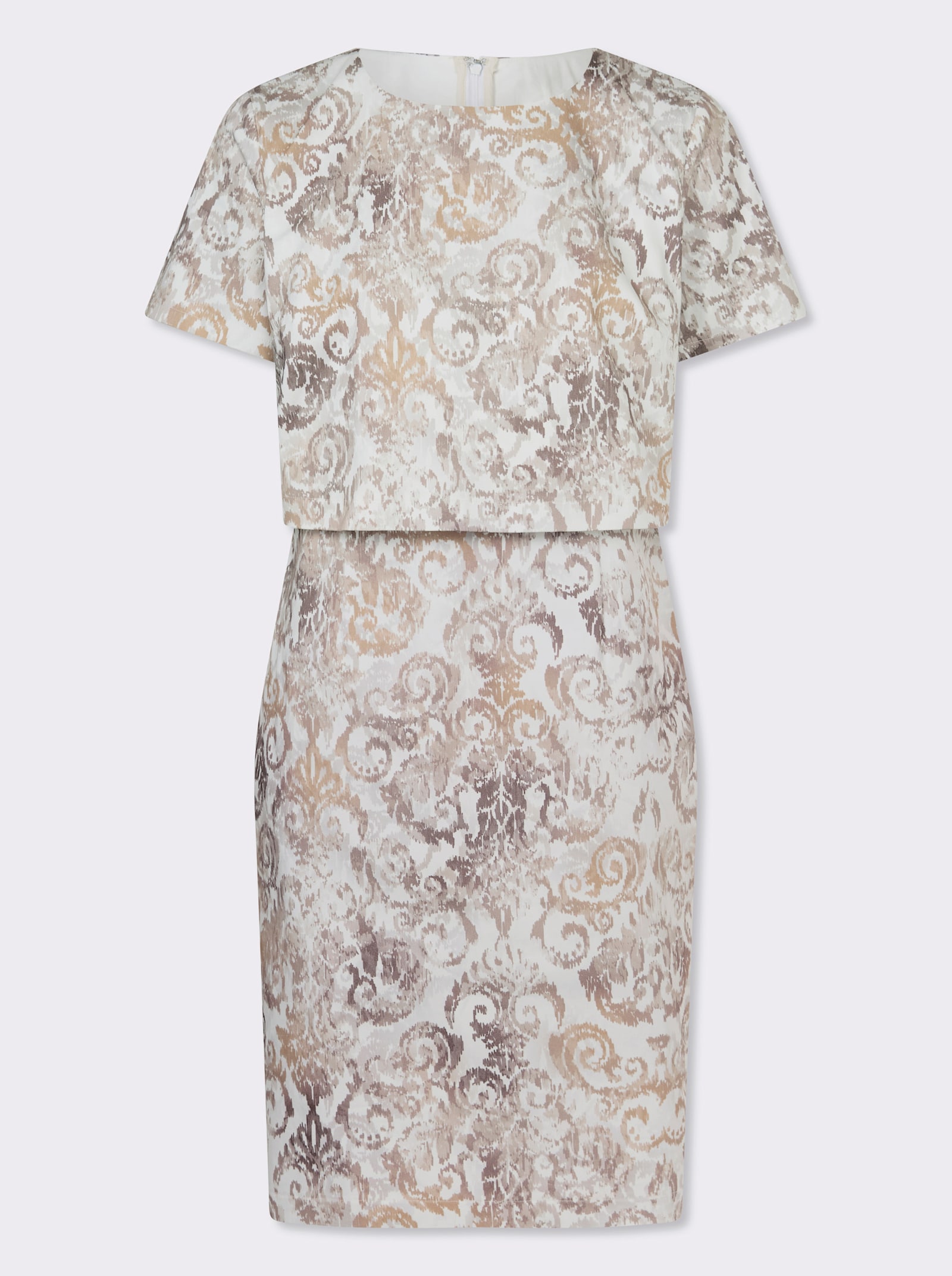 Druckkleid in Naturtönen - ecru-sesam-bedruckt