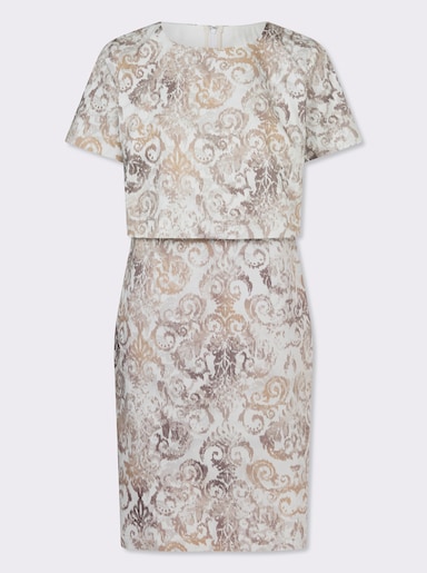 Druckkleid in Naturtönen - ecru-sesam-bedruckt