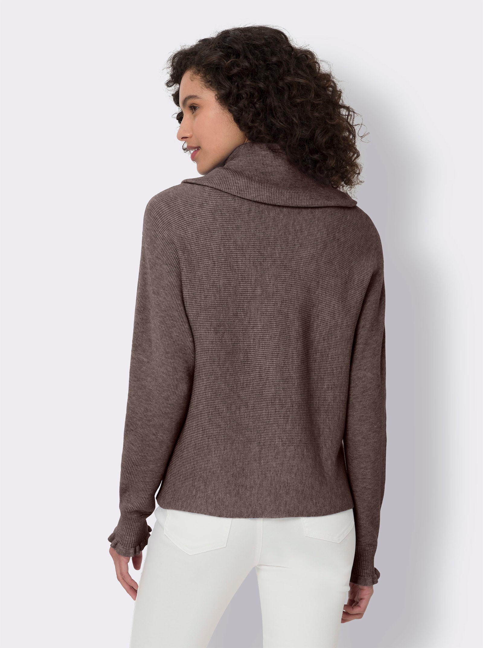 heine Feinstrickpullover inklusive Loop-Schal - dunkeltaupe-meliert