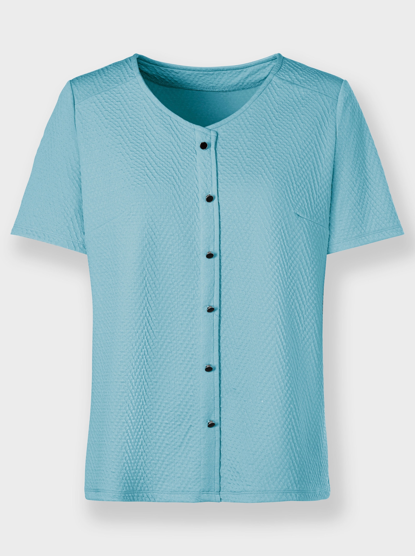 V-Shirt mit Schulterpassen - aquamarin