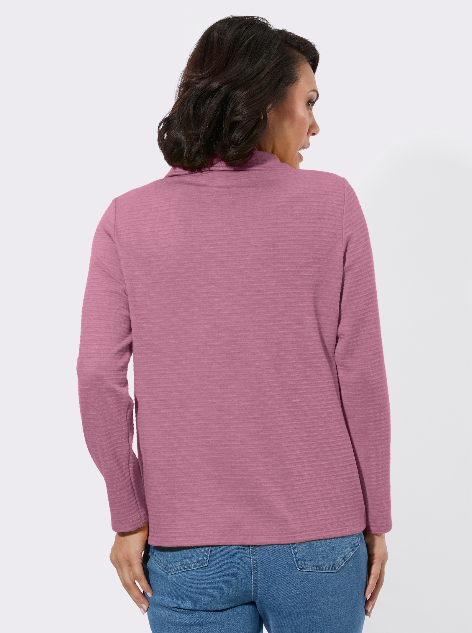 Poloshirt mit seitlicher Knopfleiste - malve-meliert