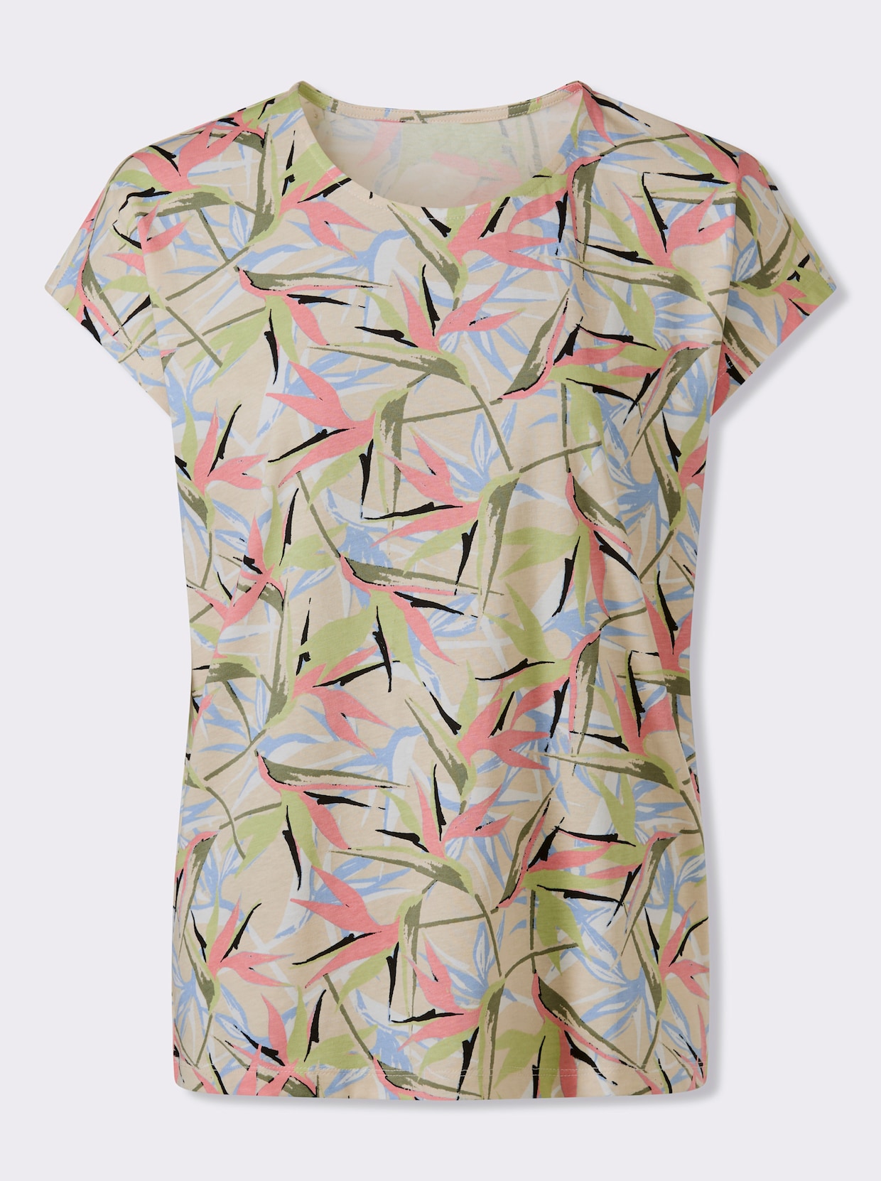 Kurzarmshirt - sand-khaki-bedruckt