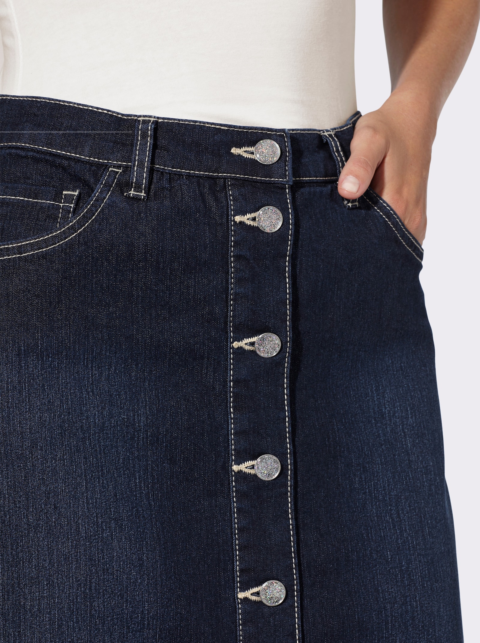 heine Jeansrock mit Kontrastnähten - dark blue