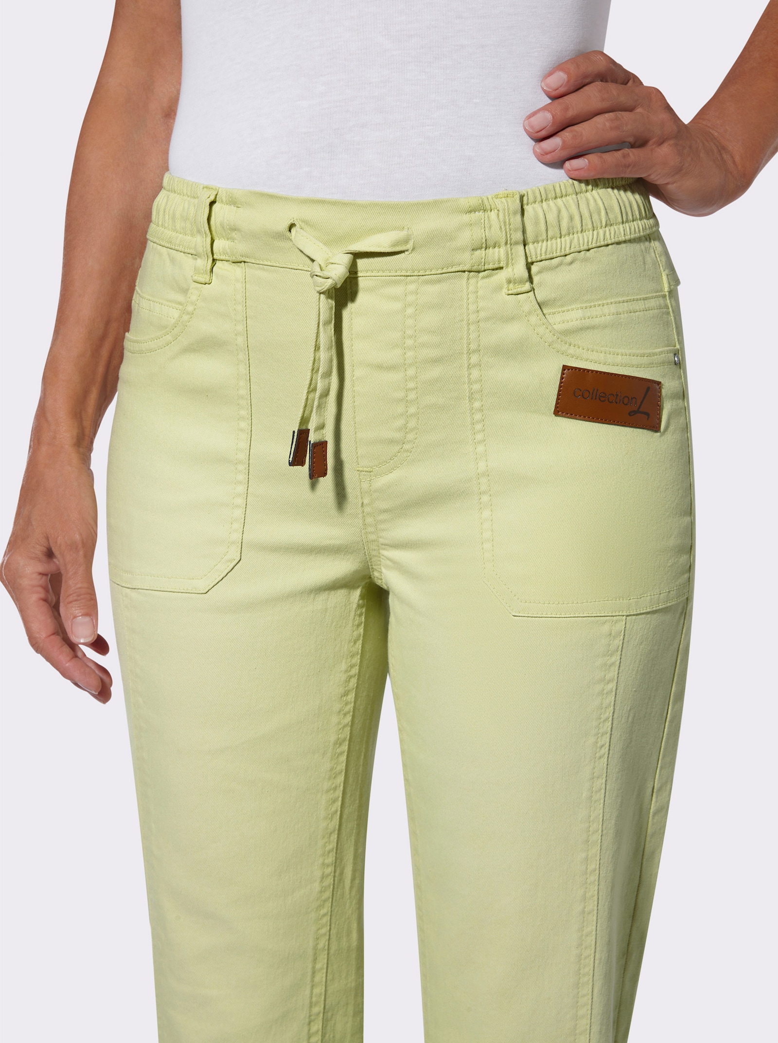 7/8-Jeans mit bequemem Schlupfbund - pistazie