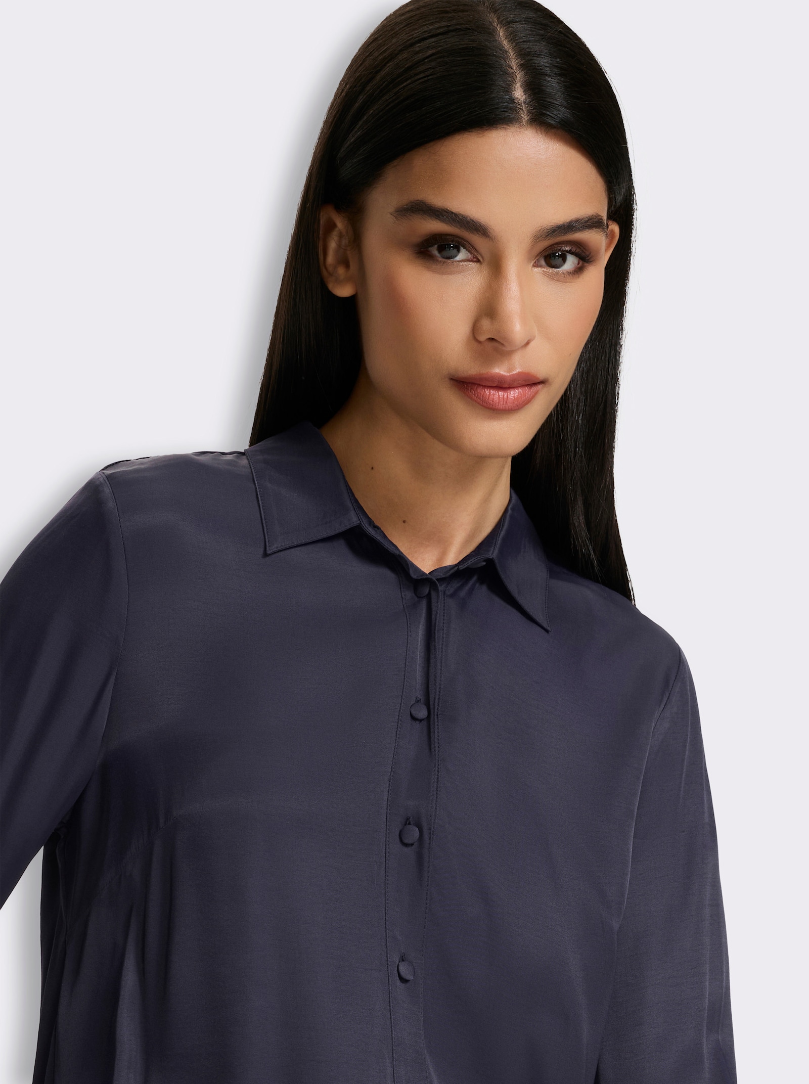 heine Hemdbluse mit Rückenfalte - marine
