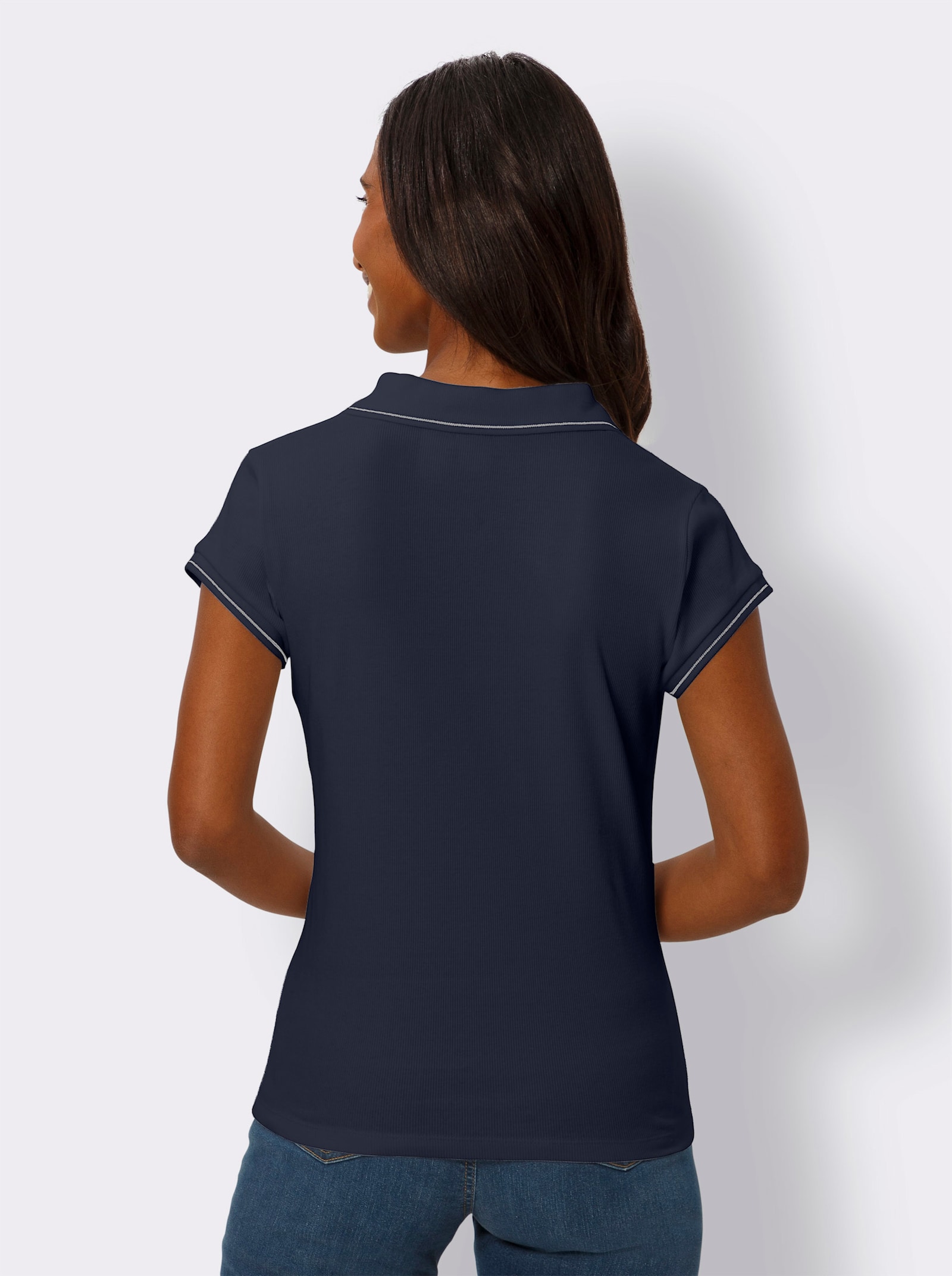 heine Poloshirt mit Ripp-Struktur - marine