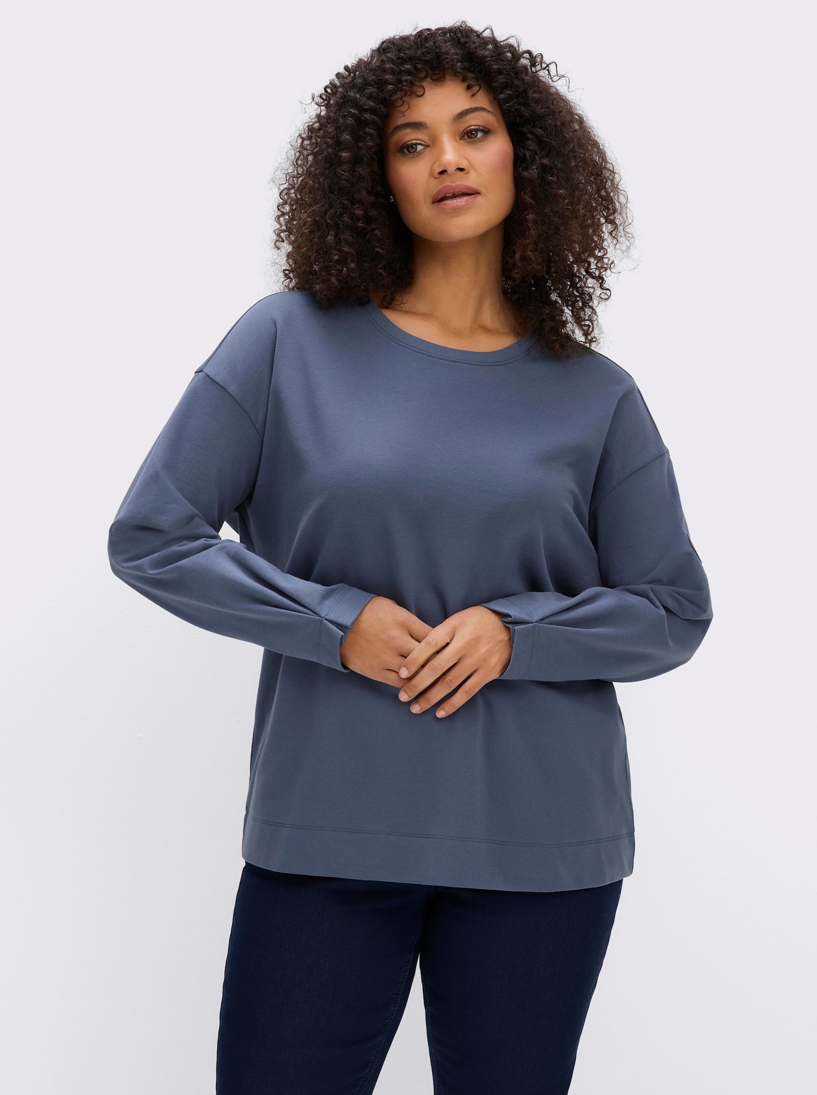 sheego Sweatshirt in Oversize-Form - rauchblau