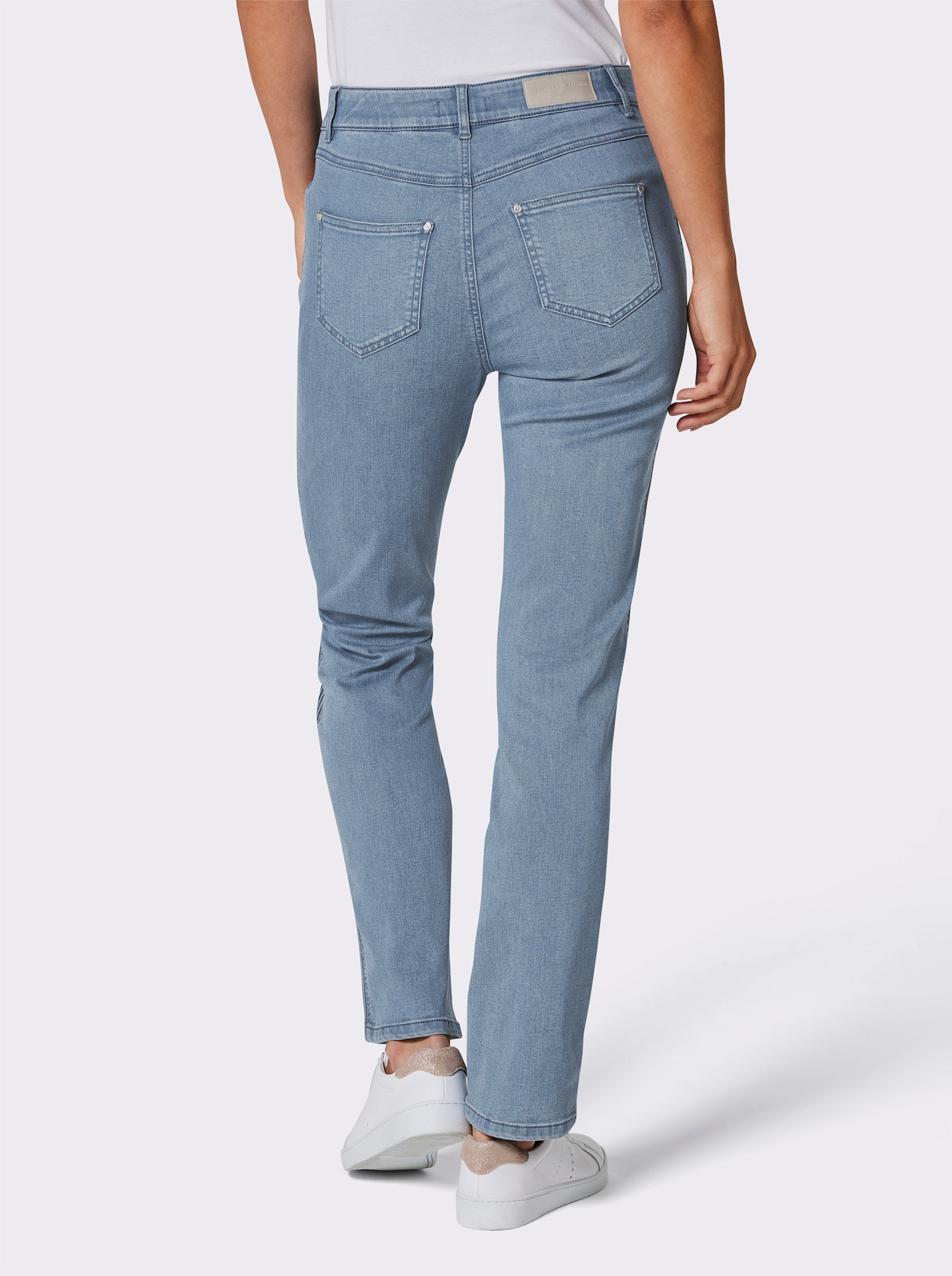 CREATION L PREMIUM Stretchjeans met biezen opzij - blue-bleached