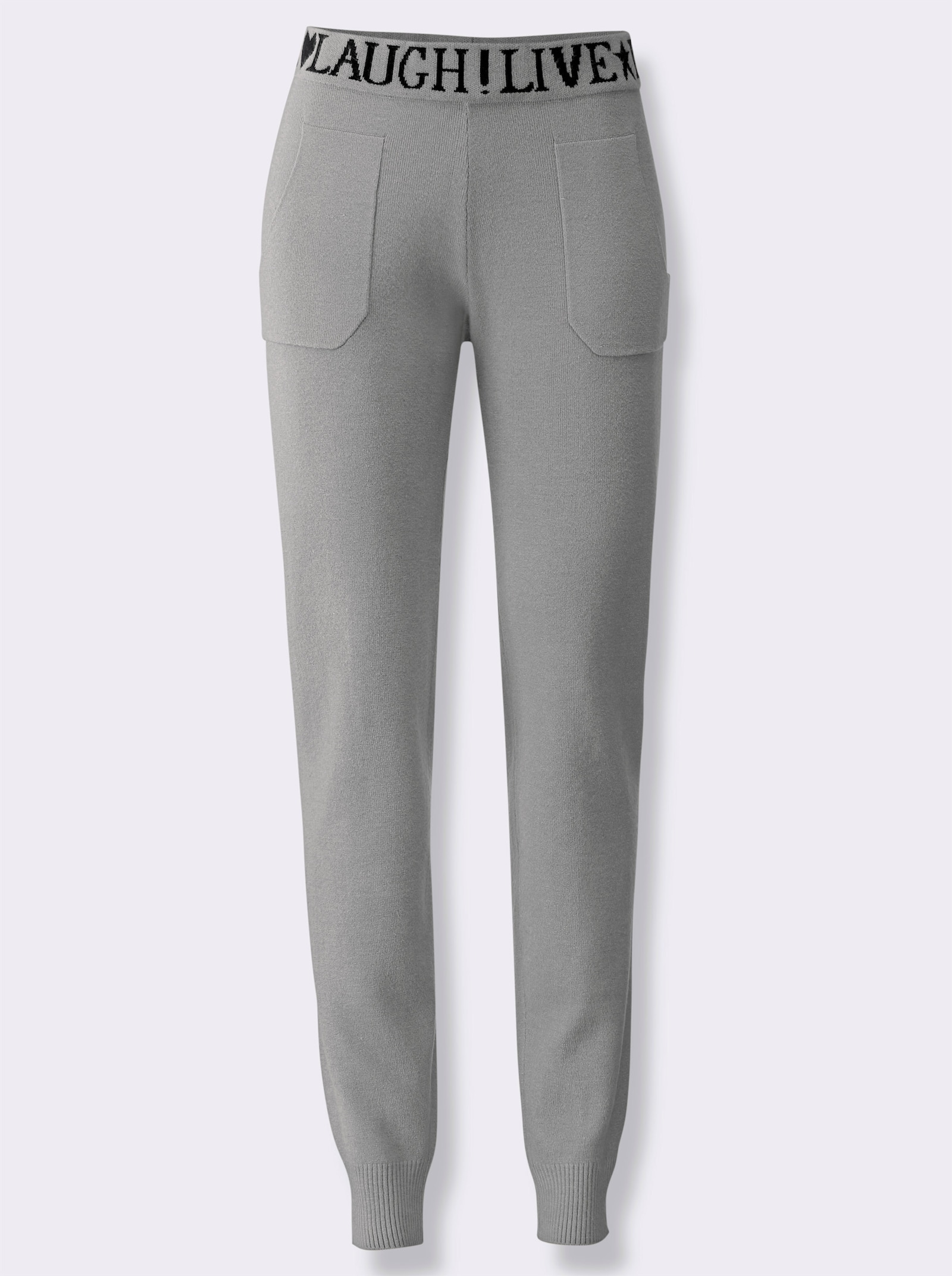 heine Gebreide broek met opschrift - steengrijs/gemêleerd