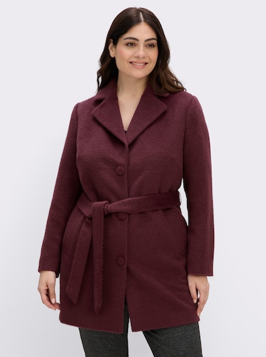 sheego Jacke mit Bindegürtel - burgund