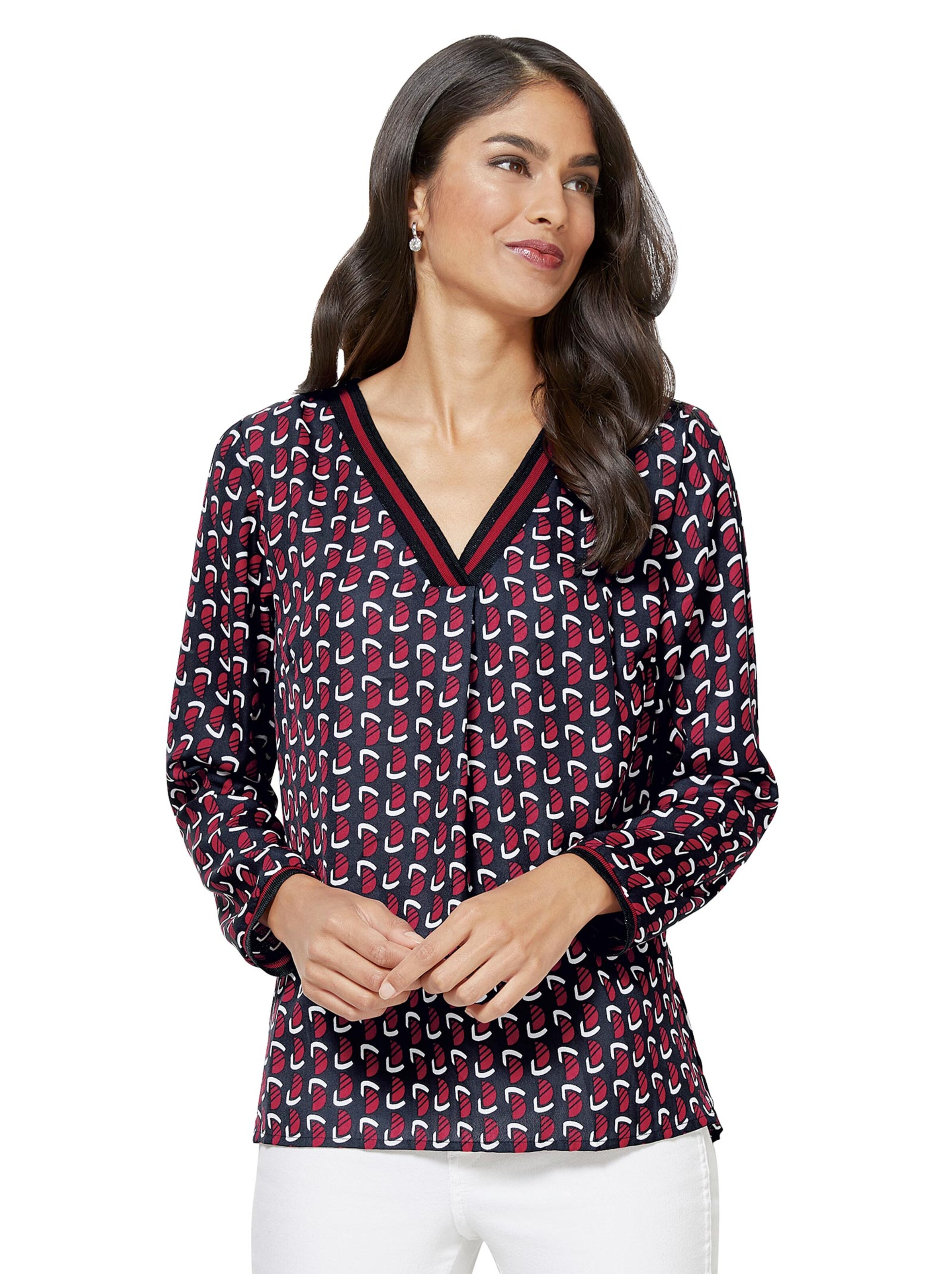Bluse - rot-marine-bedruckt