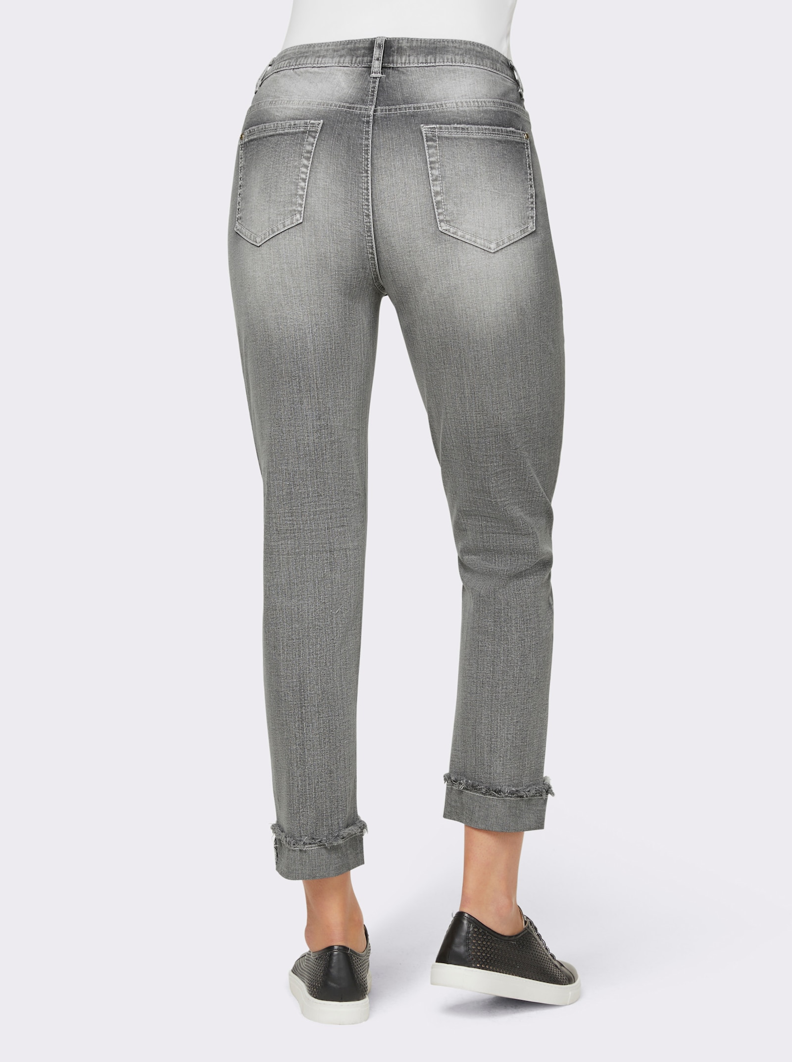 heine 7/8-jeans met pijpomslag, vast - light grey-denim