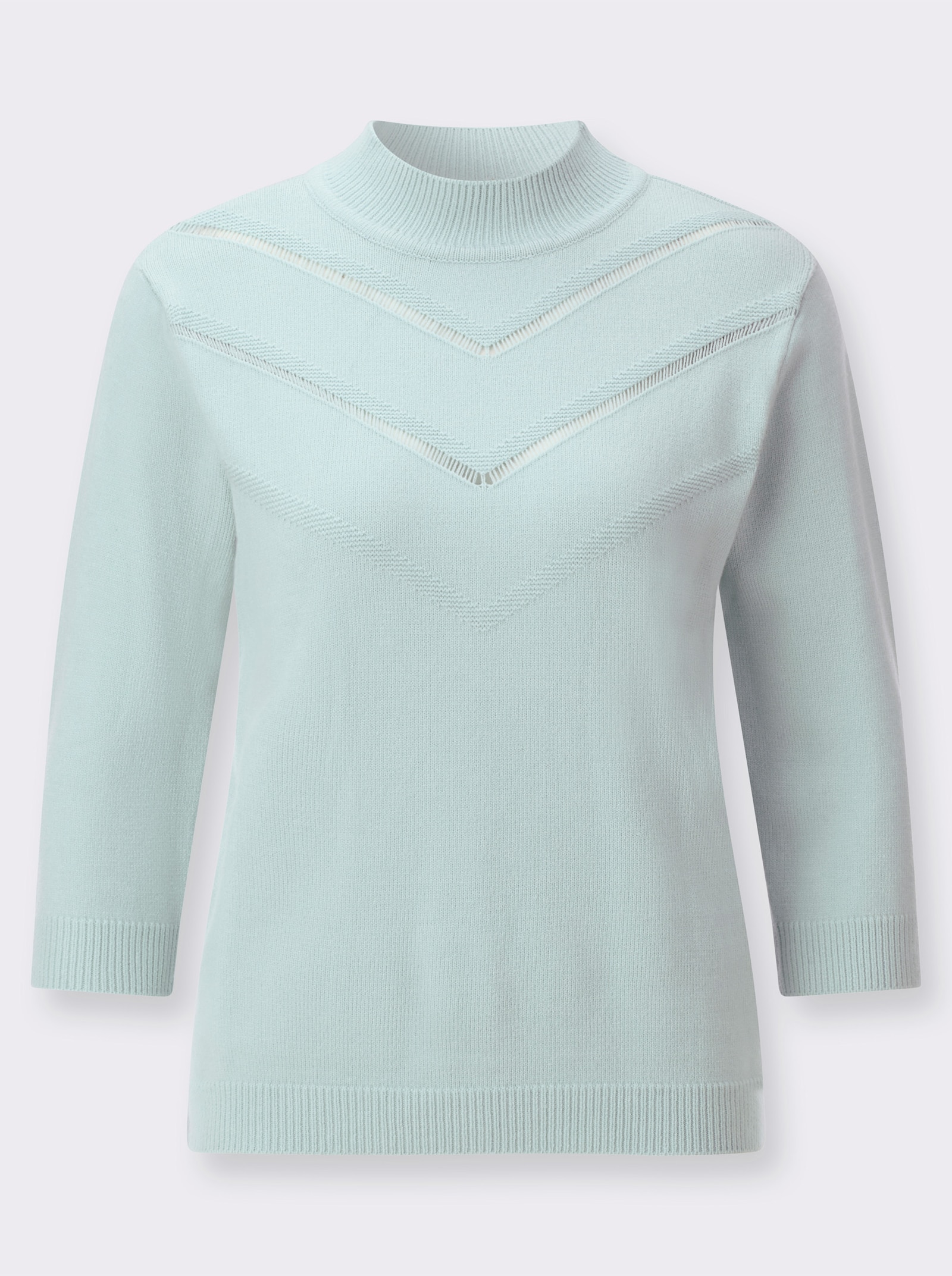 Stehkragenpullover mit Strickmuster - kalkmint