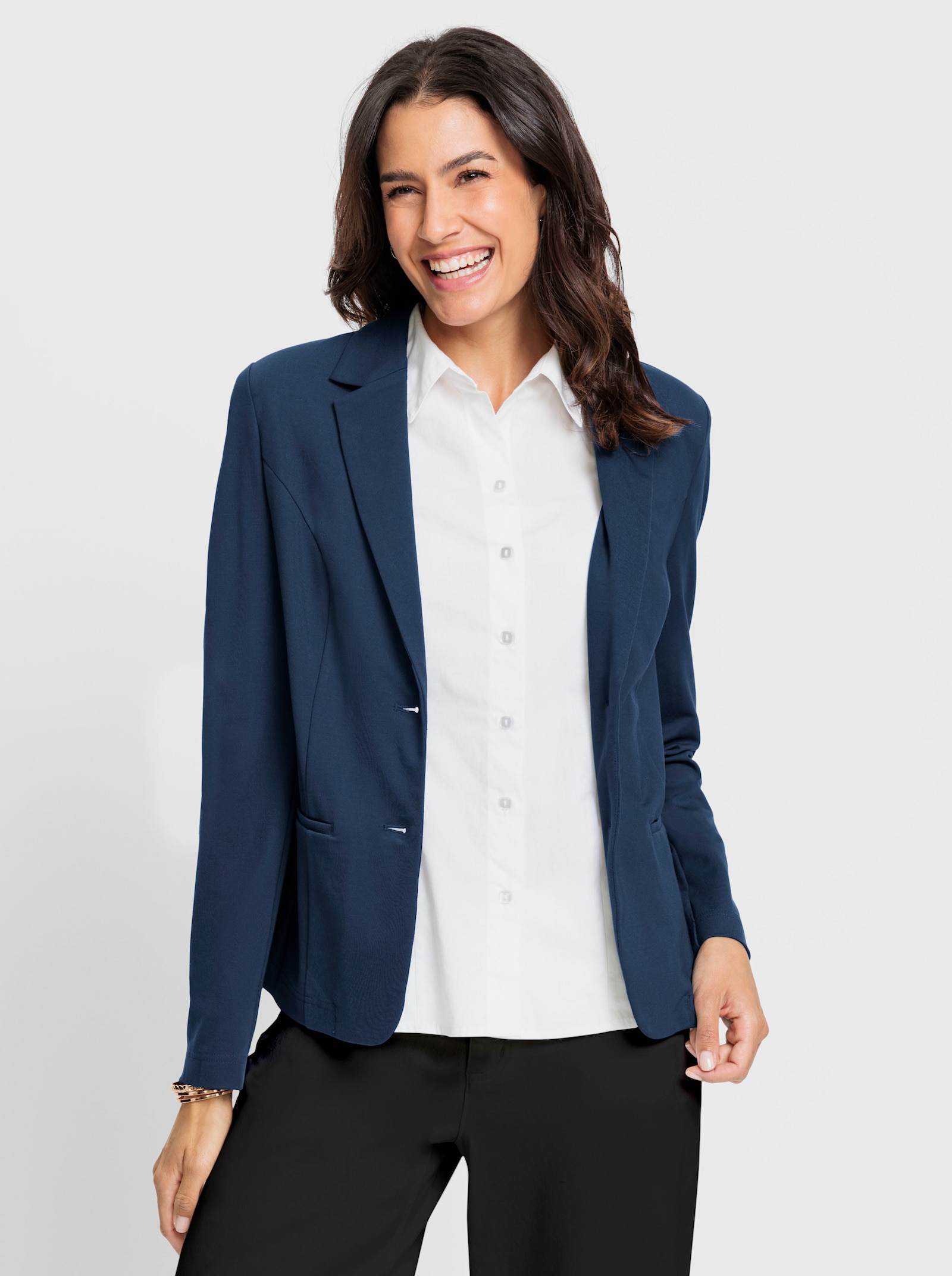 Jerseyblazer in Interlock-Qualität - dunkelblau
