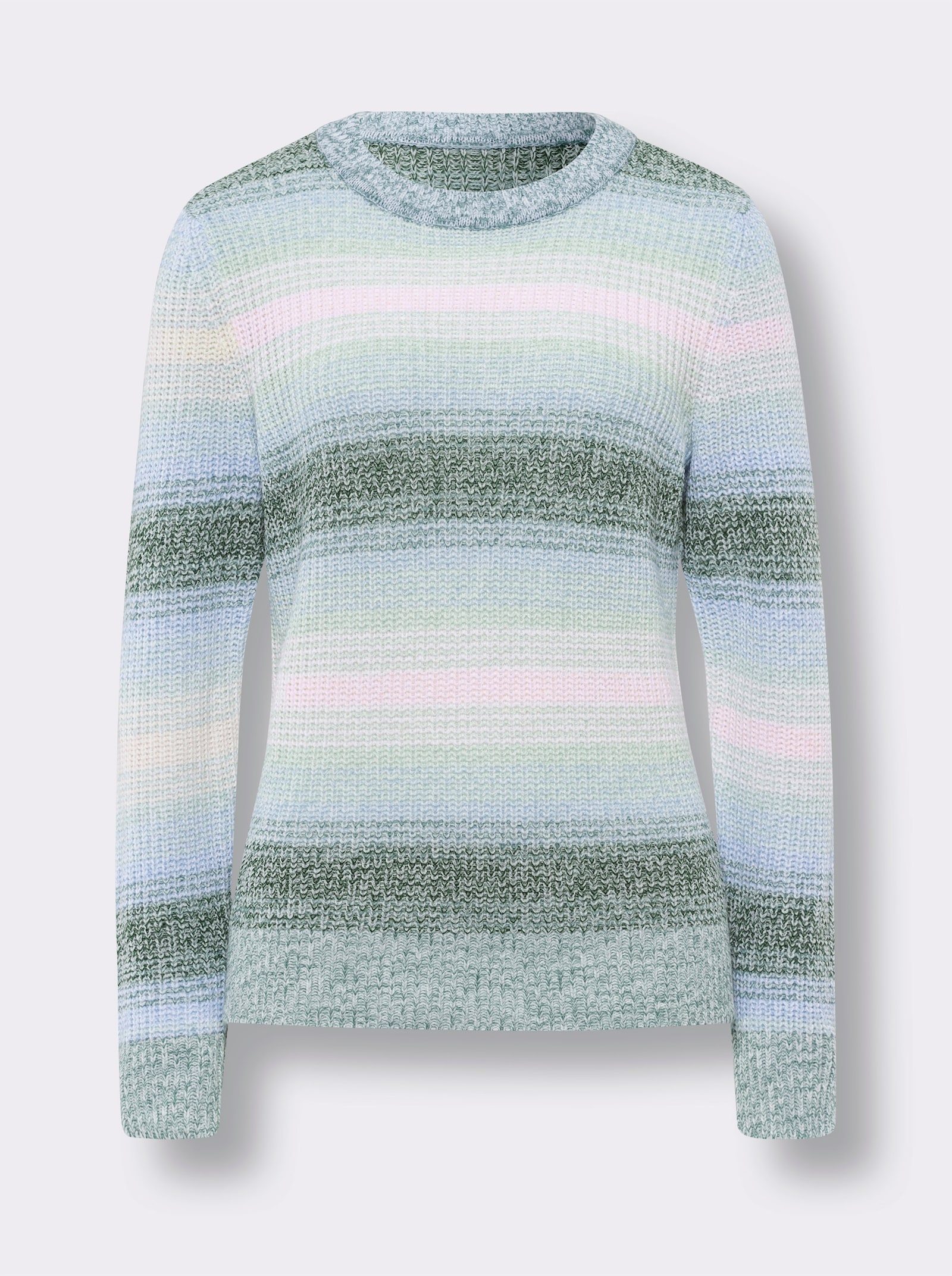 Langarm-Pullover mit Streifen-Muster - jade-hellrosé-gemustert