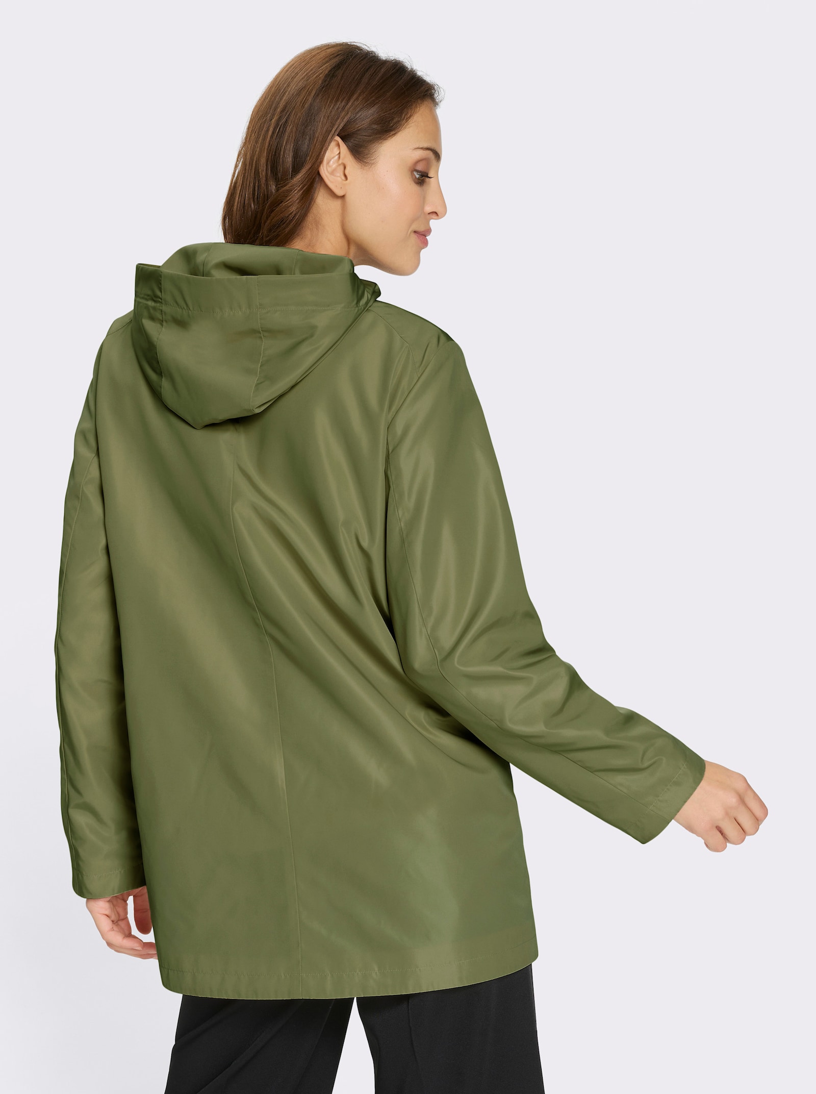 Outdoorjacke mit knöpfbarer Innentasche - oliv