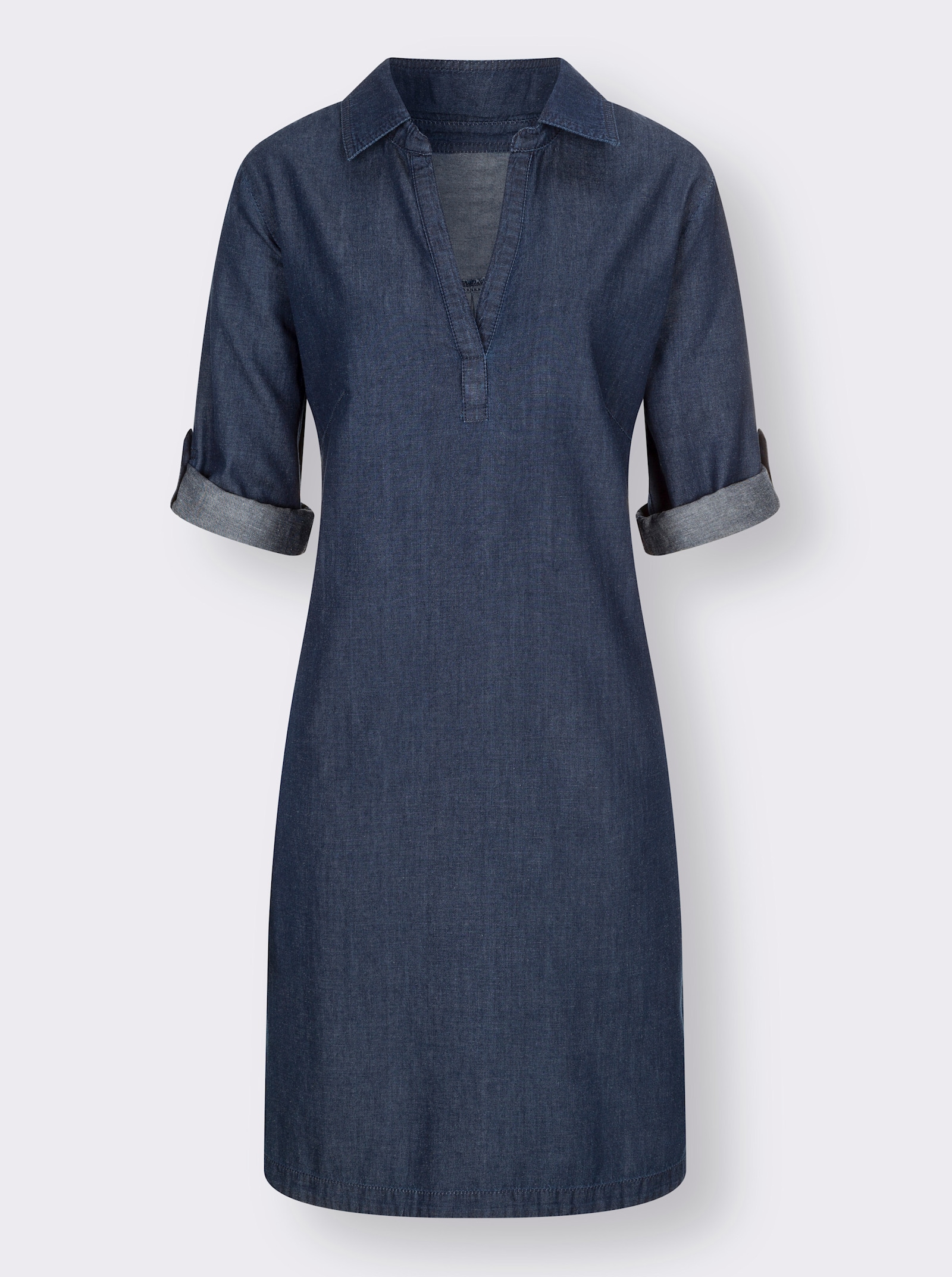 Jeanskleid in Schlupfform - blue-stone-washed