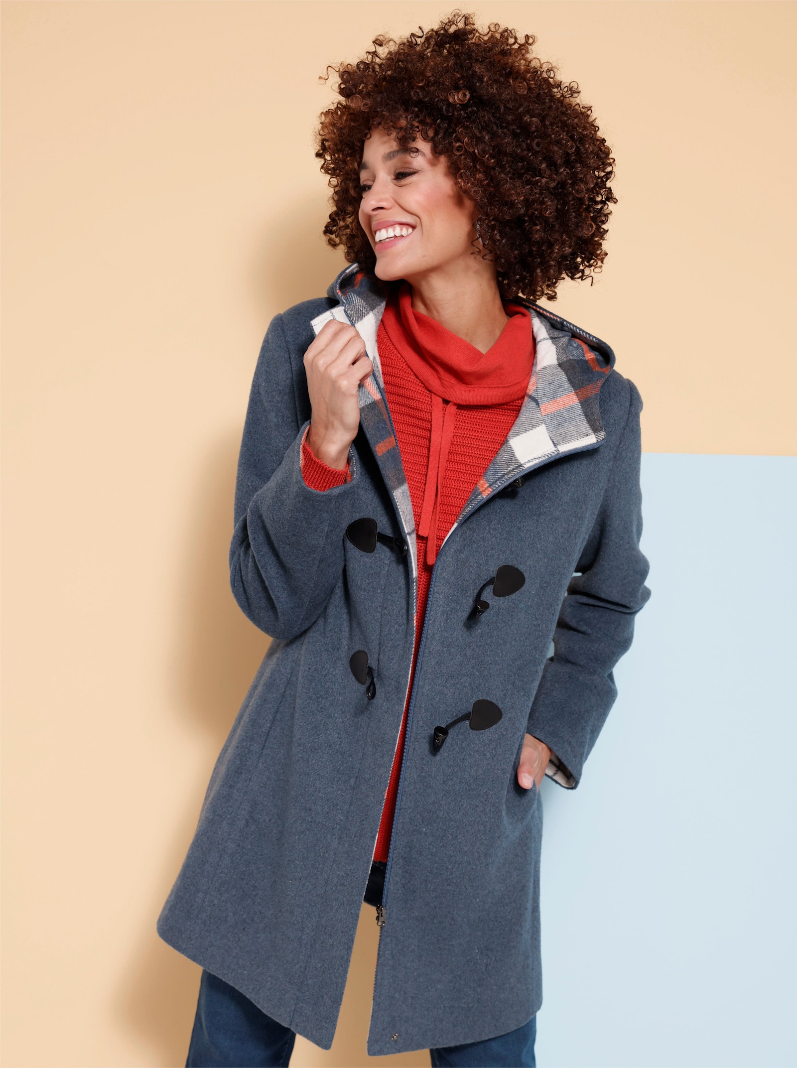 Jacke mit Knebelknöpfen - taubenblau