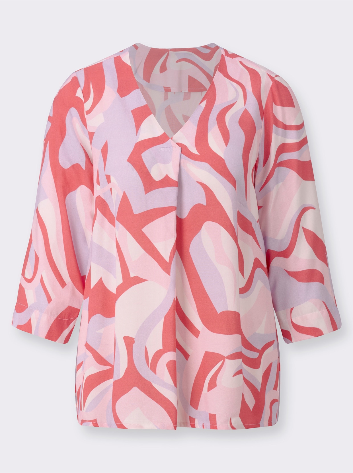 Comfortabele blouse - grapefruit/lila bedrukt