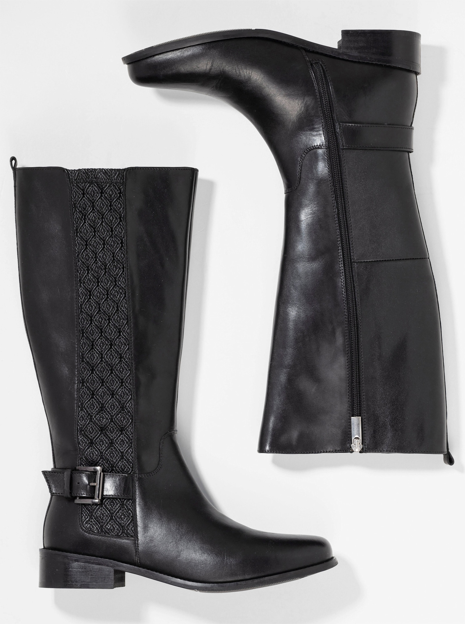 sheego Weitschaftstiefel mit Schnallenbändern - schwarz