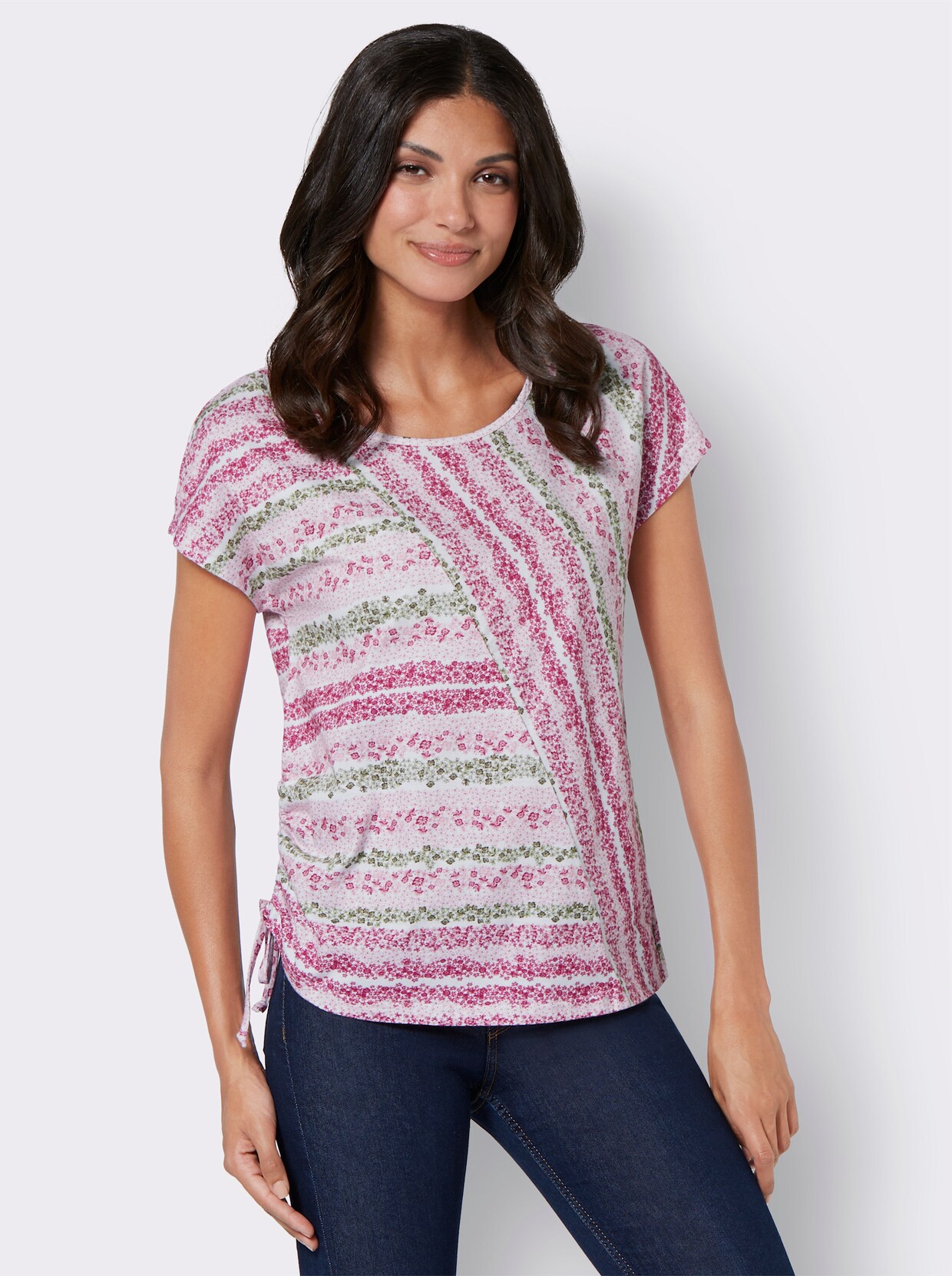 Shirt met korte mouwen - ecru gedessineerd