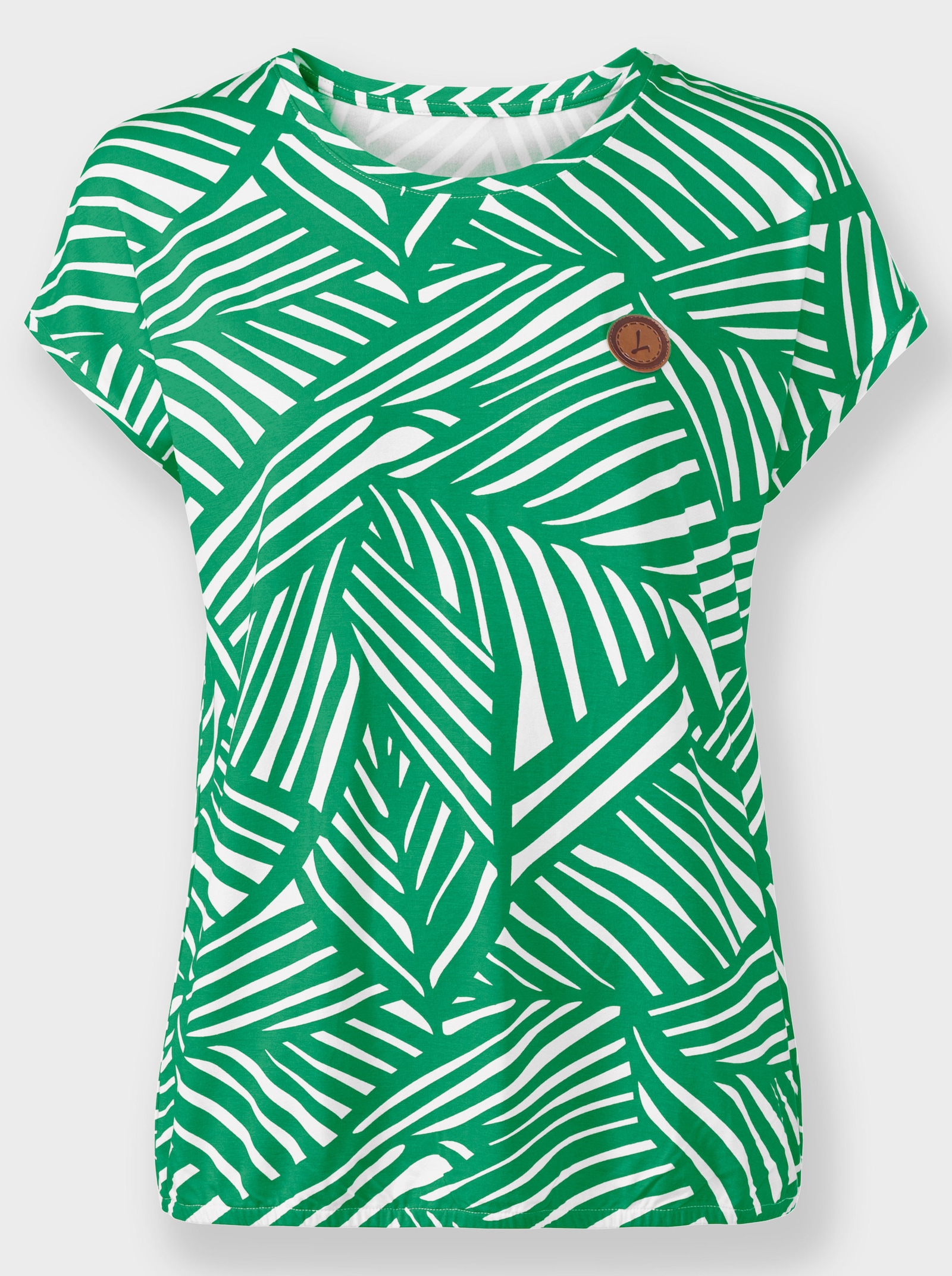 Shirt in tweekleurig dessin, onderhoudsarm - grasgroen/wit bedrukt