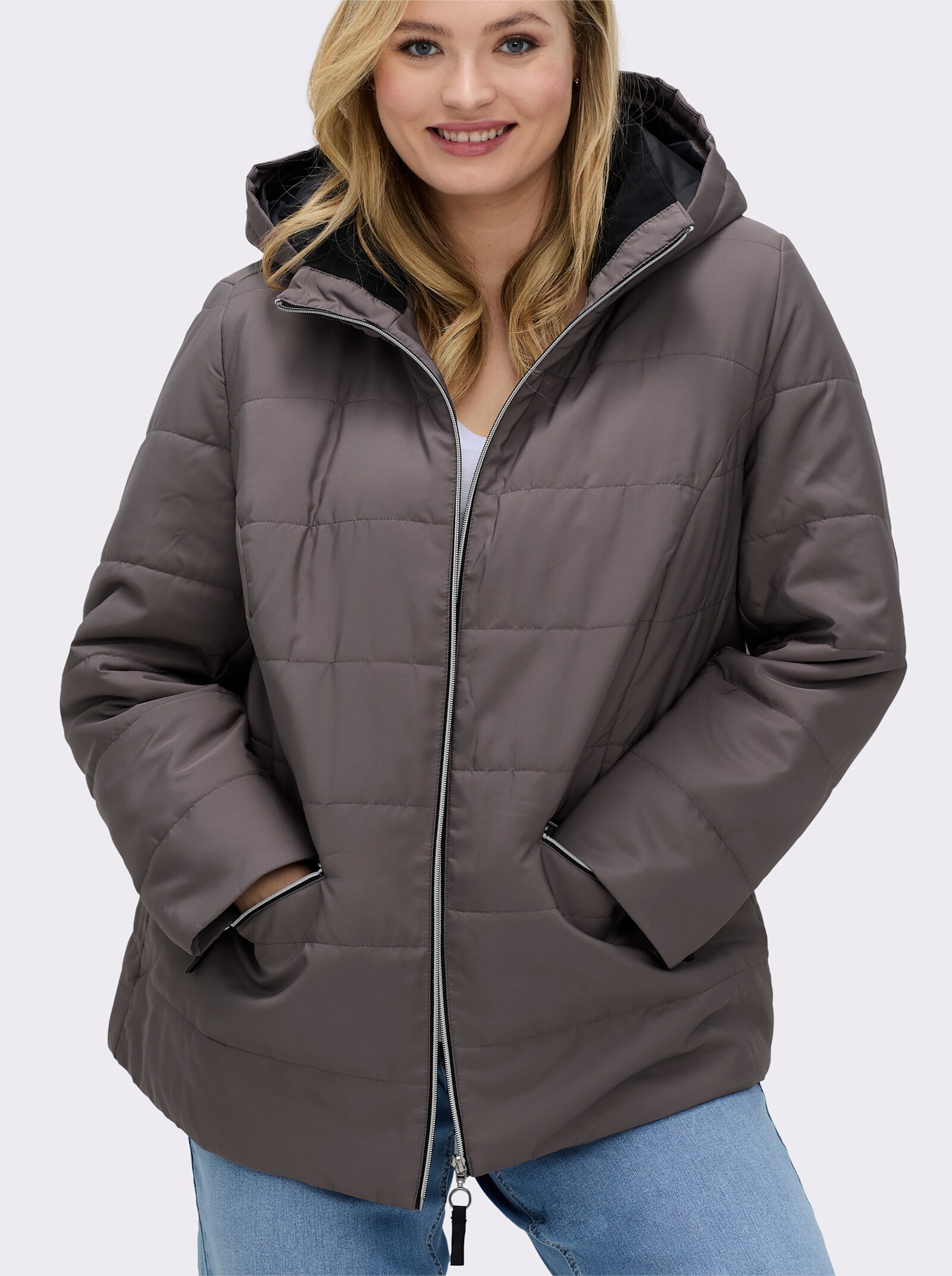 Steppjacke mit Wattierung, wärmend - taupe