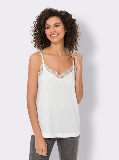 heine Spitzentop mit Spaghettiträgern - ecru