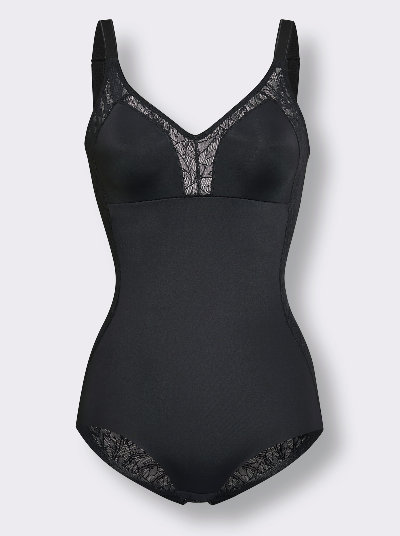 Naturana Minimizer-Body ohne Bügel mit Spitzeneinsatz - schwarz