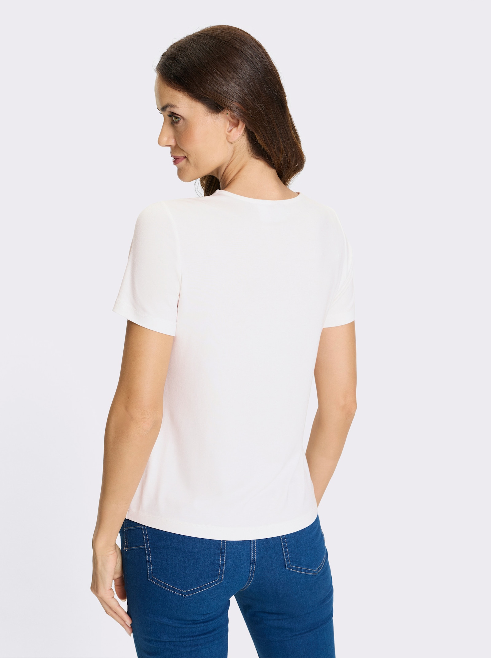 heine Kurzarmshirt mit Ziersteinen - ecru