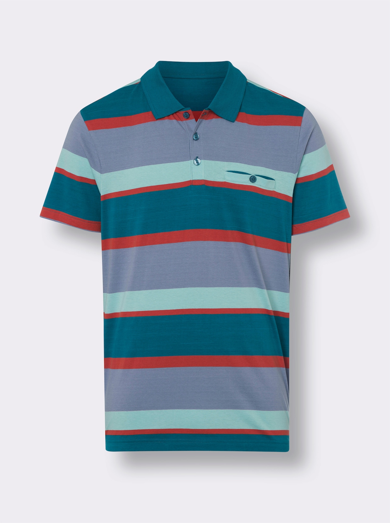 Poloshirt - topaas/mint gestreept