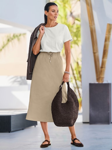 heine Maxikleid im Materialmix - ecru-beige