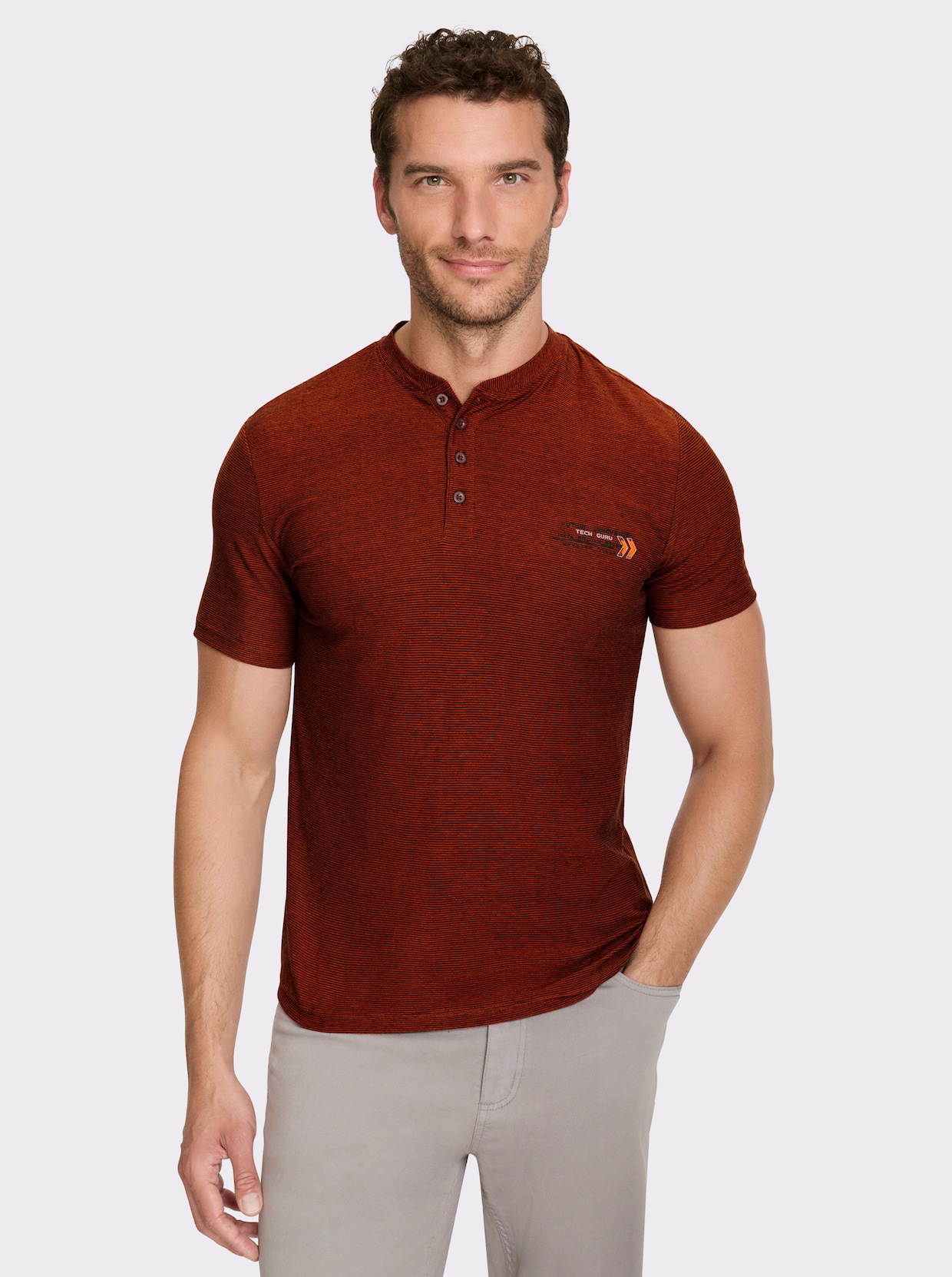 Catamaran Kurzarmshirt - terra-schwarz-gestreift