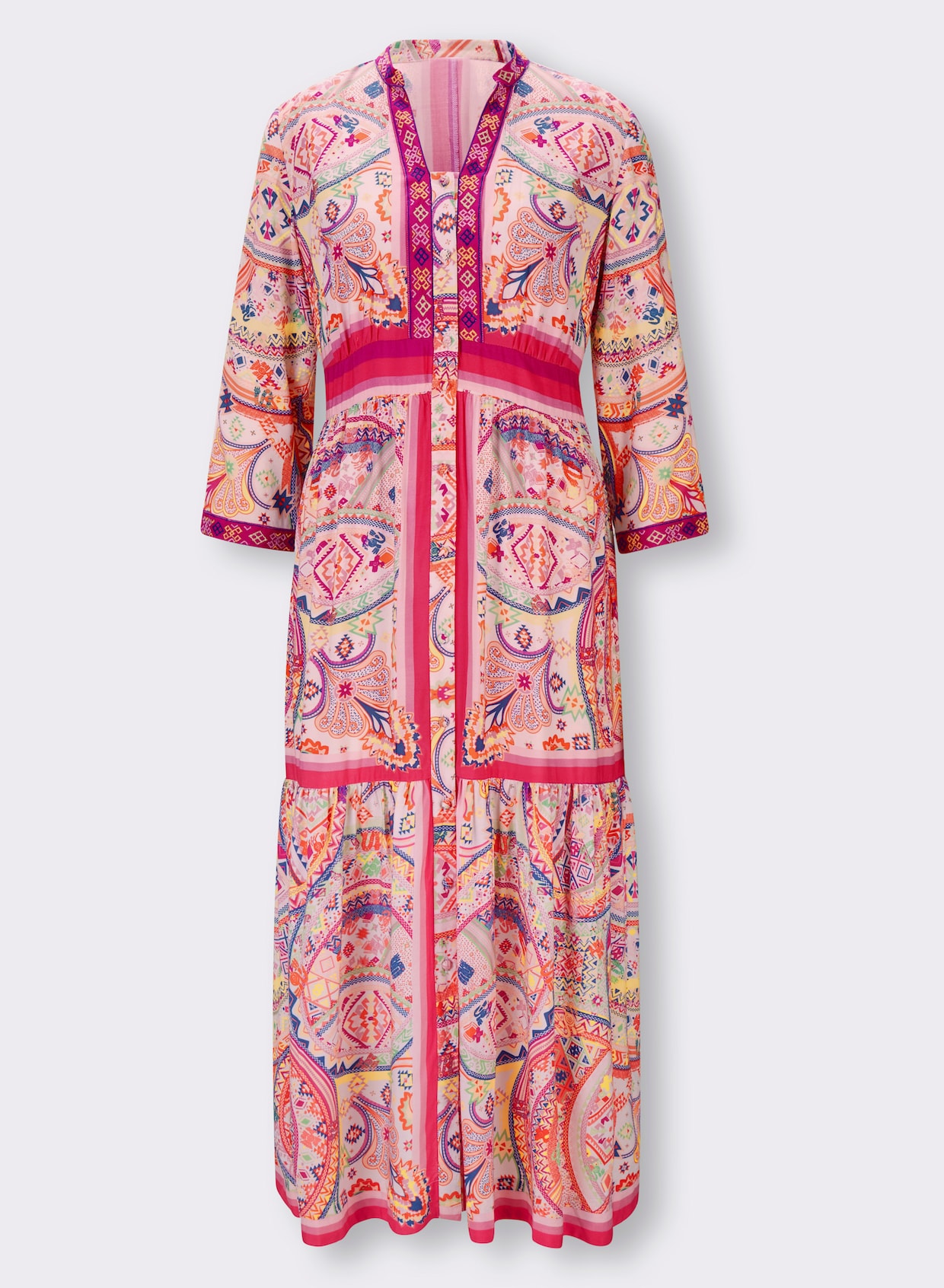 heine Robe tissée - écru-fuchsia imprimé